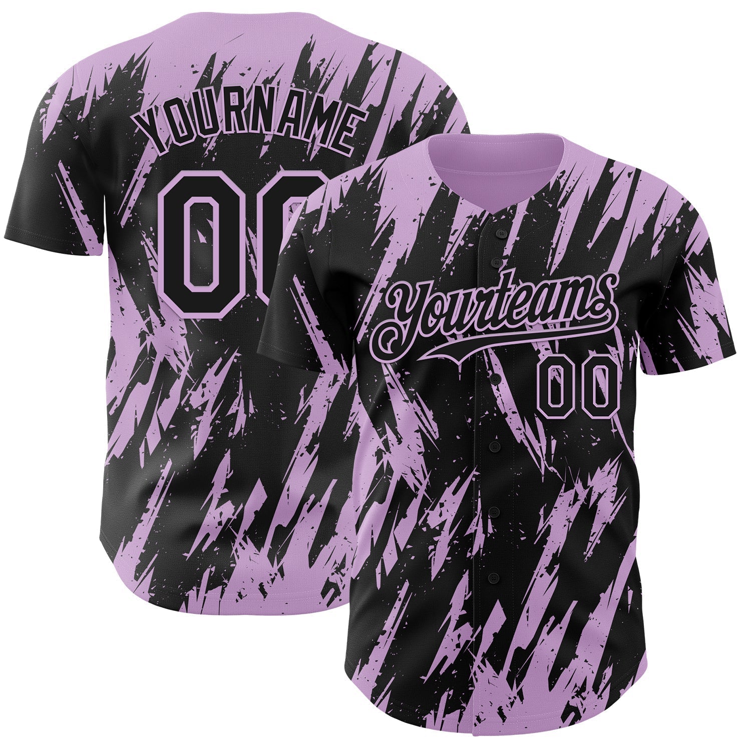 Custom Black Light Purple Splatter Torn Sharp Brush Stroke Authentic Baseball Jersey baseball jersey product view 1