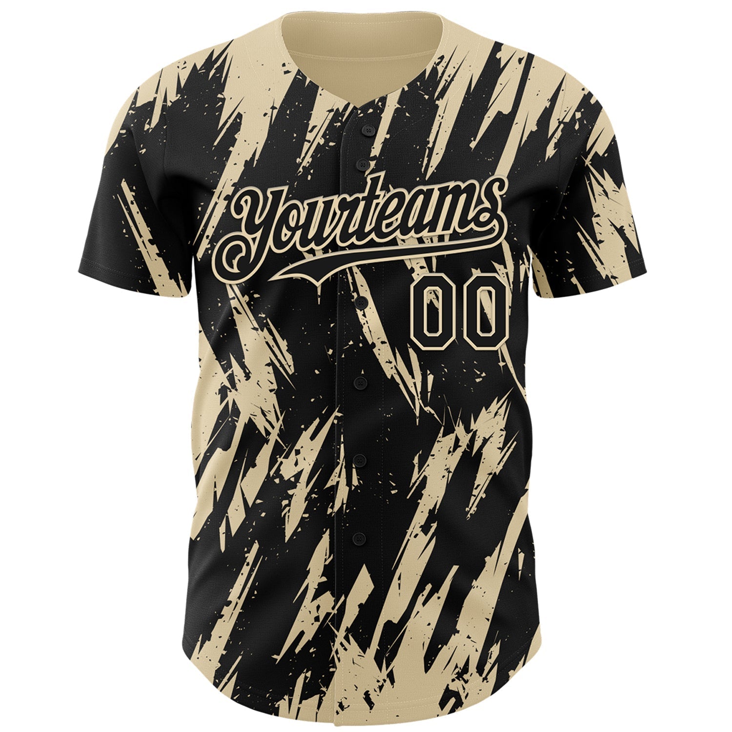 Custom Black Cream Splatter Torn Sharp Brush Stroke Authentic Baseball Jersey baseball jersey product view 2