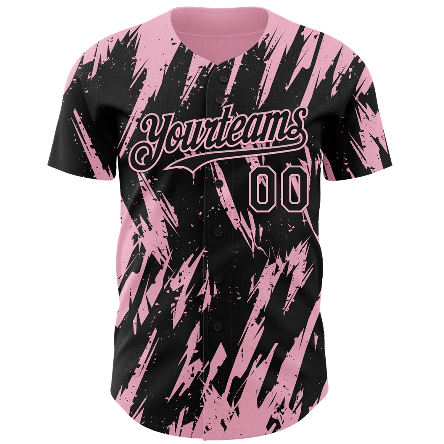 Custom Black Light Pink Splatter Torn Sharp Brush Stroke Authentic Baseball Jersey baseball jersey product view 2