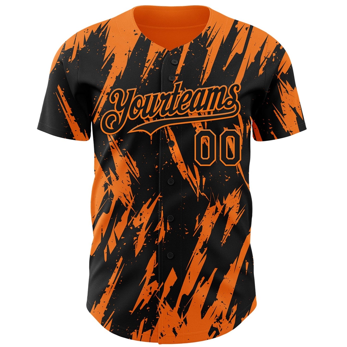 Custom Black Bay Orange Splatter Torn Sharp Brush Stroke Authentic Baseball Jersey baseball jersey product view 2