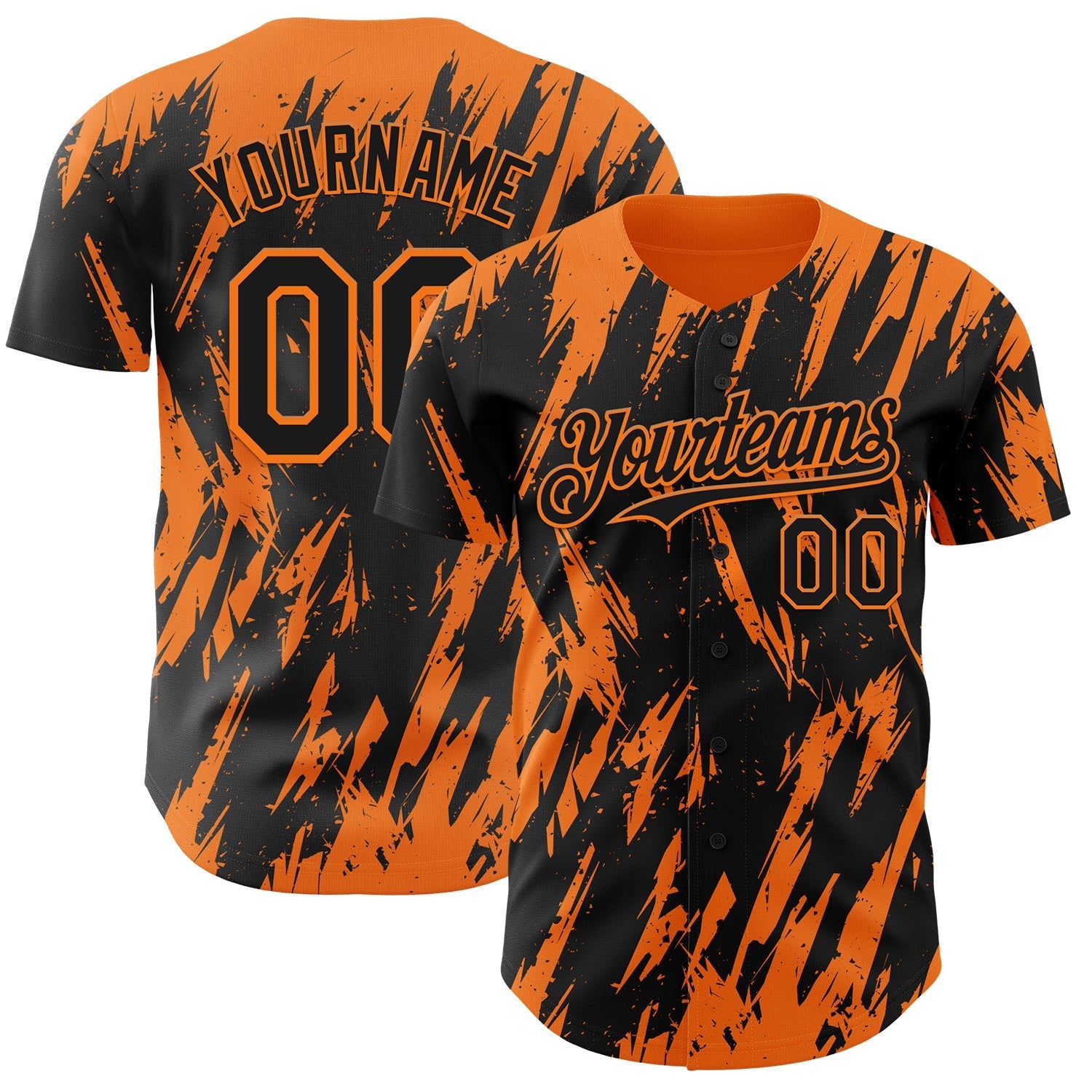 Custom Black Bay Orange Splatter Torn Sharp Brush Stroke Authentic Baseball Jersey baseball jersey product view 1