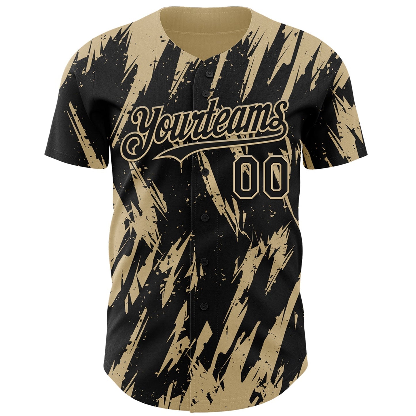 Custom Black Vegas Gold Splatter Torn Sharp Brush Stroke Authentic Baseball Jersey baseball jersey product view 2