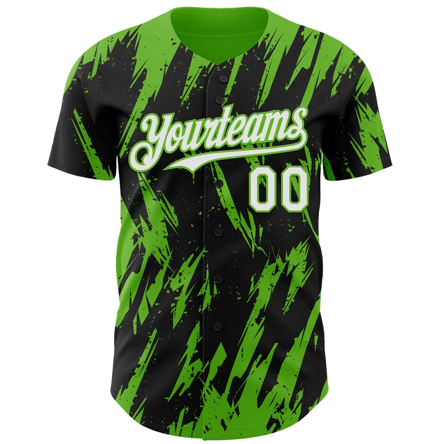 Custom Black White-Aurora Green Splatter Torn Sharp Brush Stroke Authentic Baseball Jersey baseball jersey product view 2