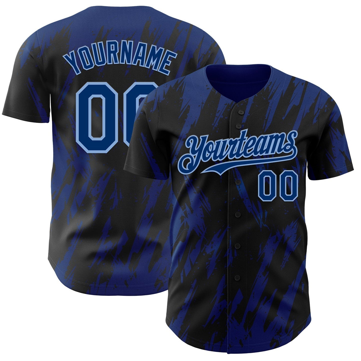 Custom Black US Navy Blue-Light Blue Splatter Torn Sharp Brush Stroke Authentic Baseball Jersey baseball jersey product view 1