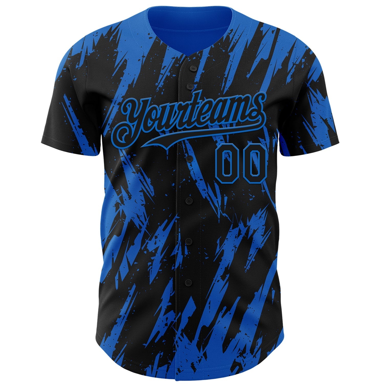Custom Black Blue Splatter Torn Sharp Brush Stroke Authentic Baseball Jersey baseball jersey product view 2