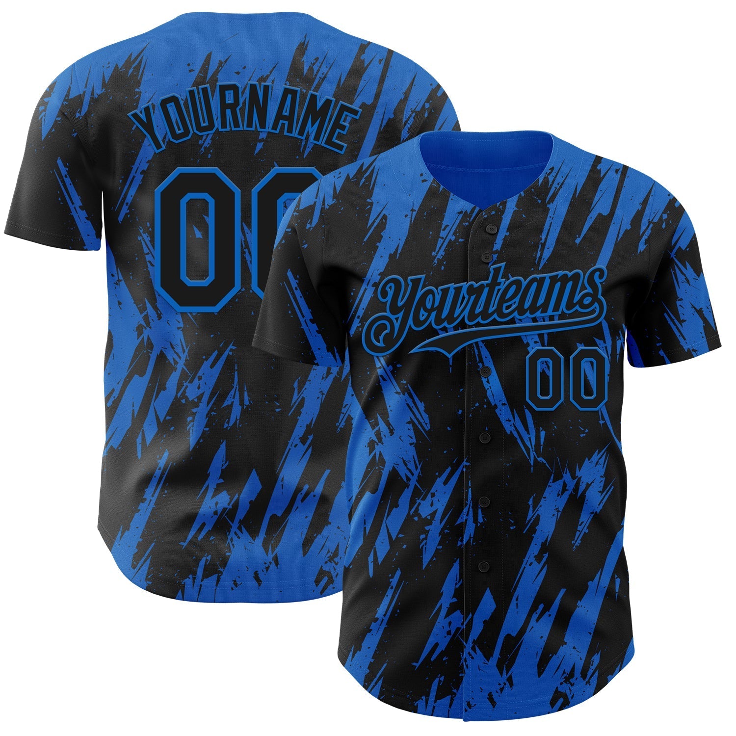 Custom Black Blue Splatter Torn Sharp Brush Stroke Authentic Baseball Jersey baseball jersey product view 1