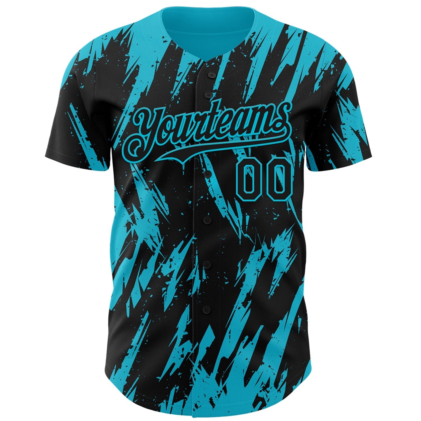 Custom Black Lakes Blue Splatter Torn Sharp Brush Stroke Authentic Baseball Jersey baseball jersey product view 2