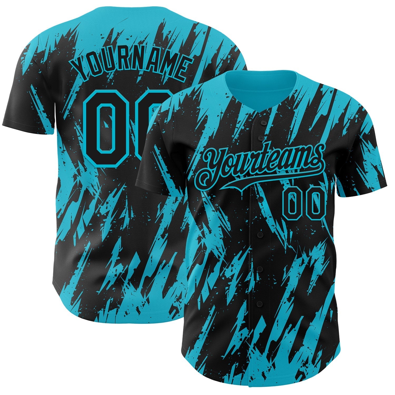 Custom Black Lakes Blue Splatter Torn Sharp Brush Stroke Authentic Baseball Jersey baseball jersey product view 1