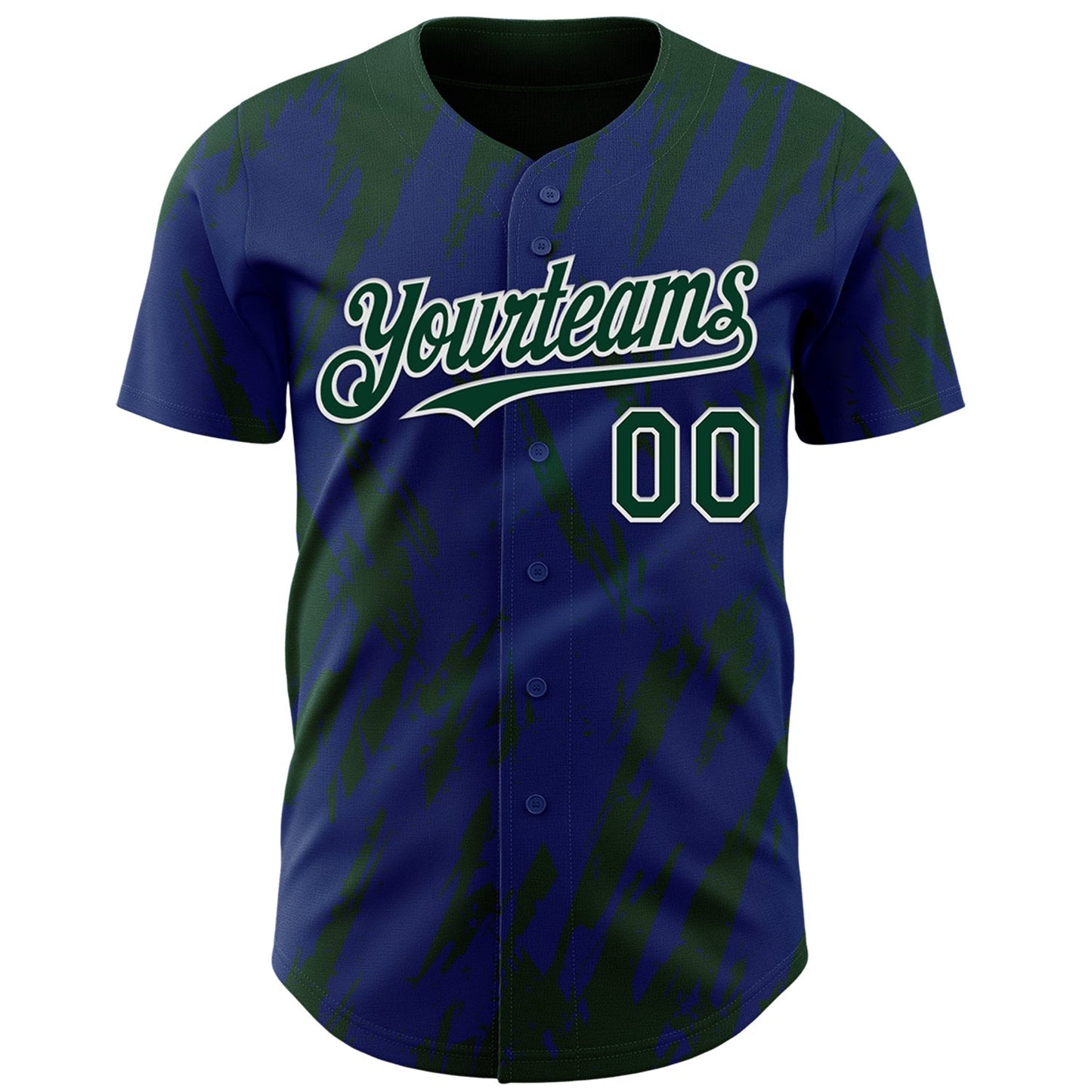 Custom Royal Green-White Splatter Torn Sharp Brush Stroke Authentic Baseball Jersey baseball jersey product view 2