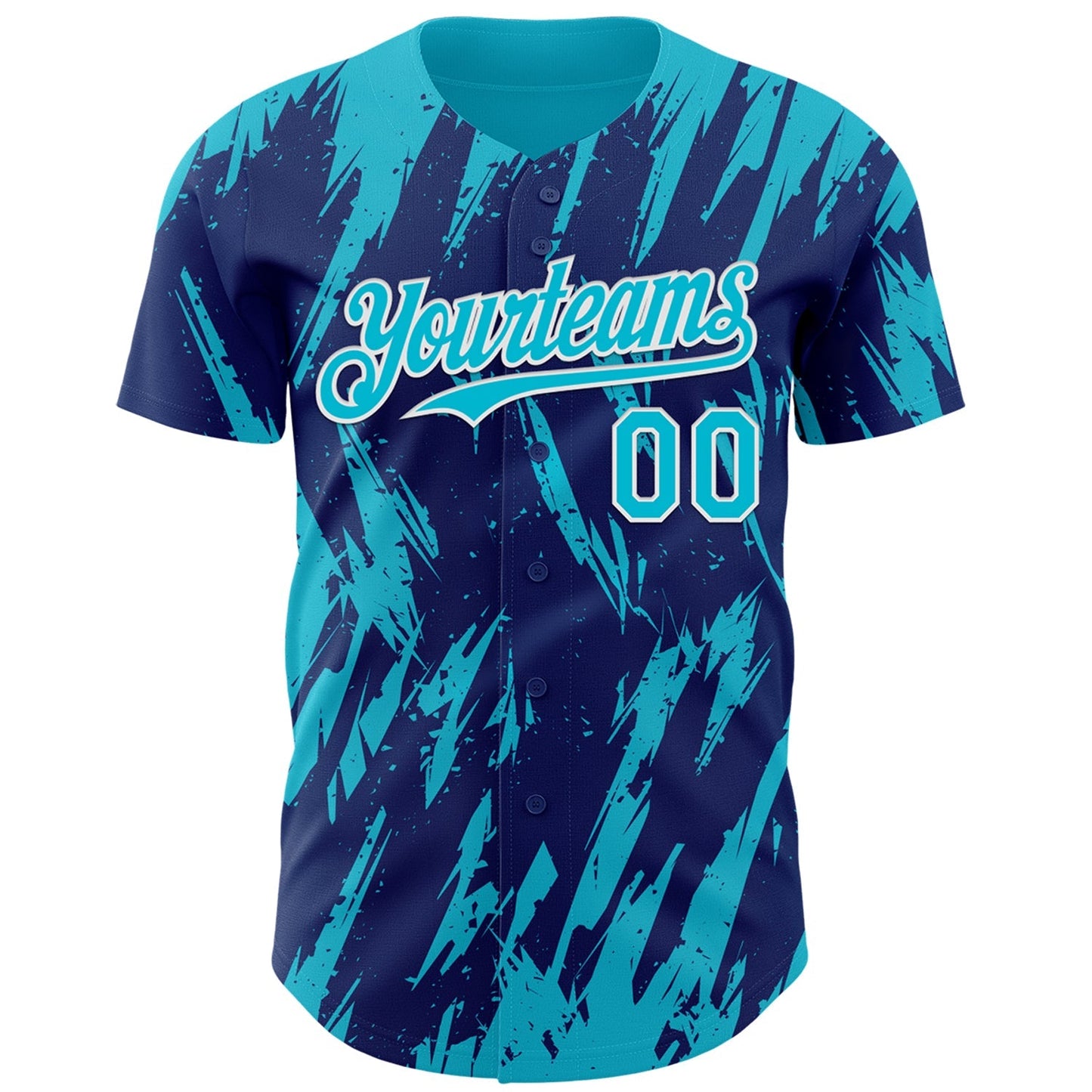 Custom Royal Lakes Blue-White Splatter Torn Sharp Brush Stroke Authentic Baseball Jersey baseball jersey product view 2