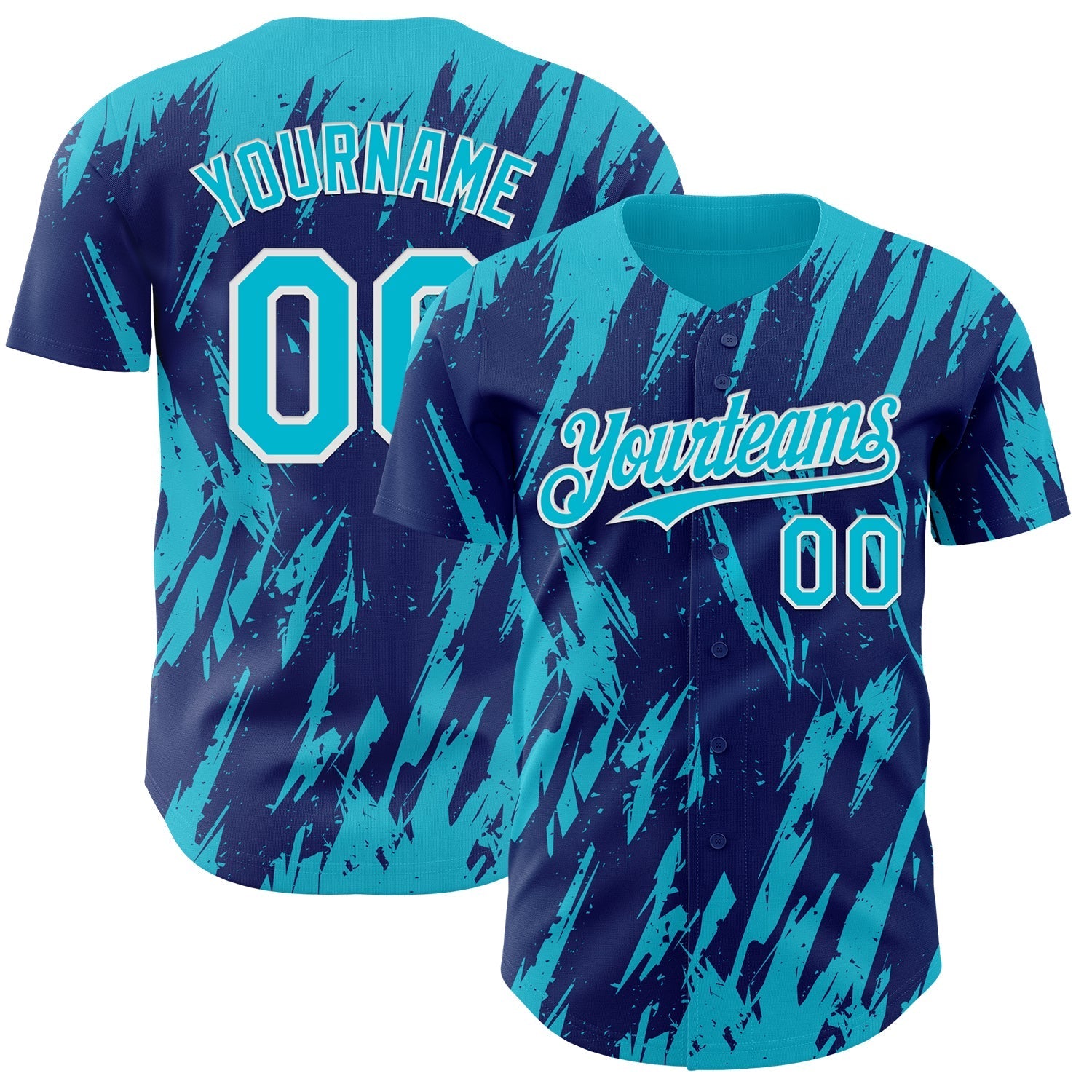 Custom Royal Lakes Blue-White Splatter Torn Sharp Brush Stroke Authentic Baseball Jersey baseball jersey product view 1