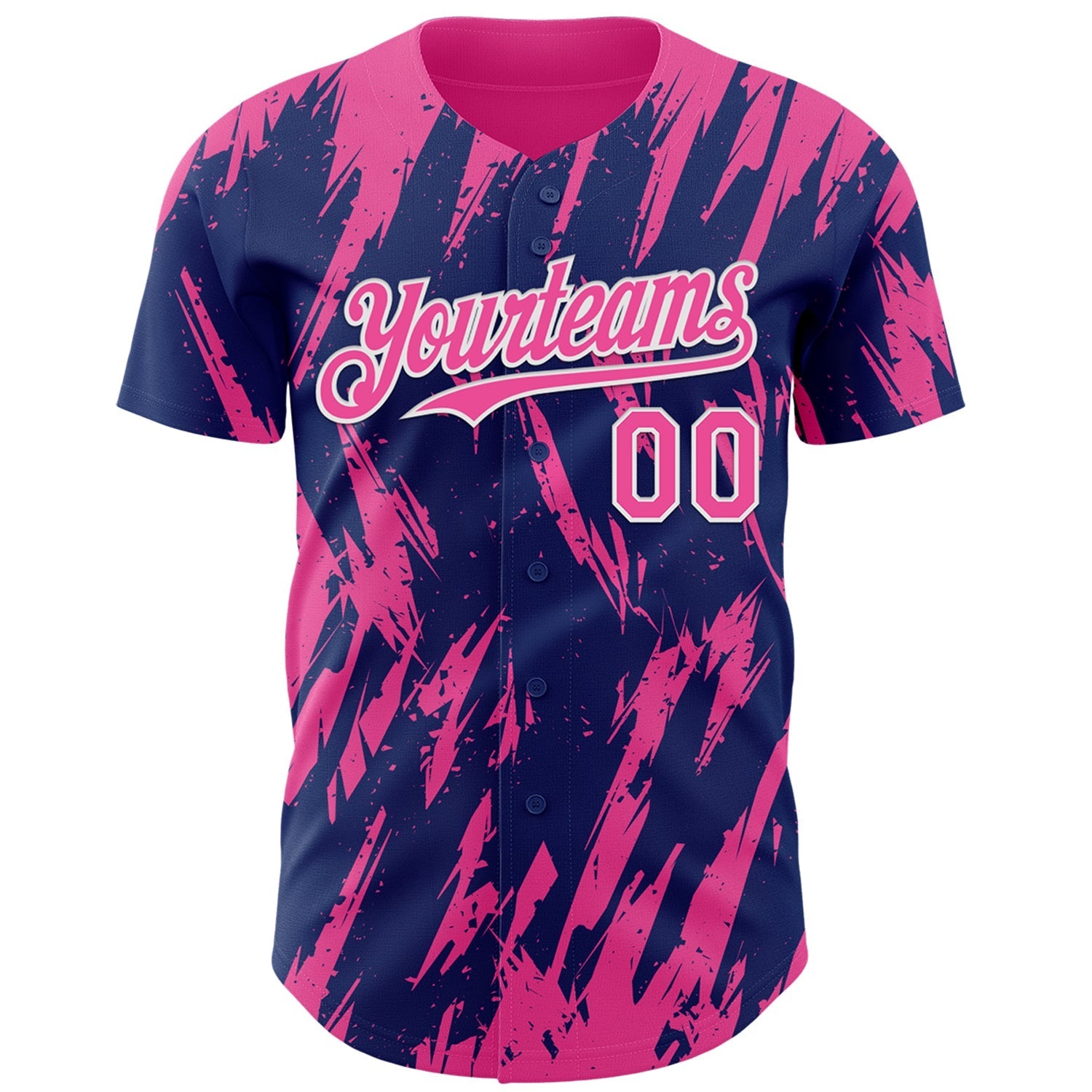 Custom Royal Pink-White Splatter Torn Sharp Brush Stroke Authentic Baseball Jersey baseball jersey product view 2