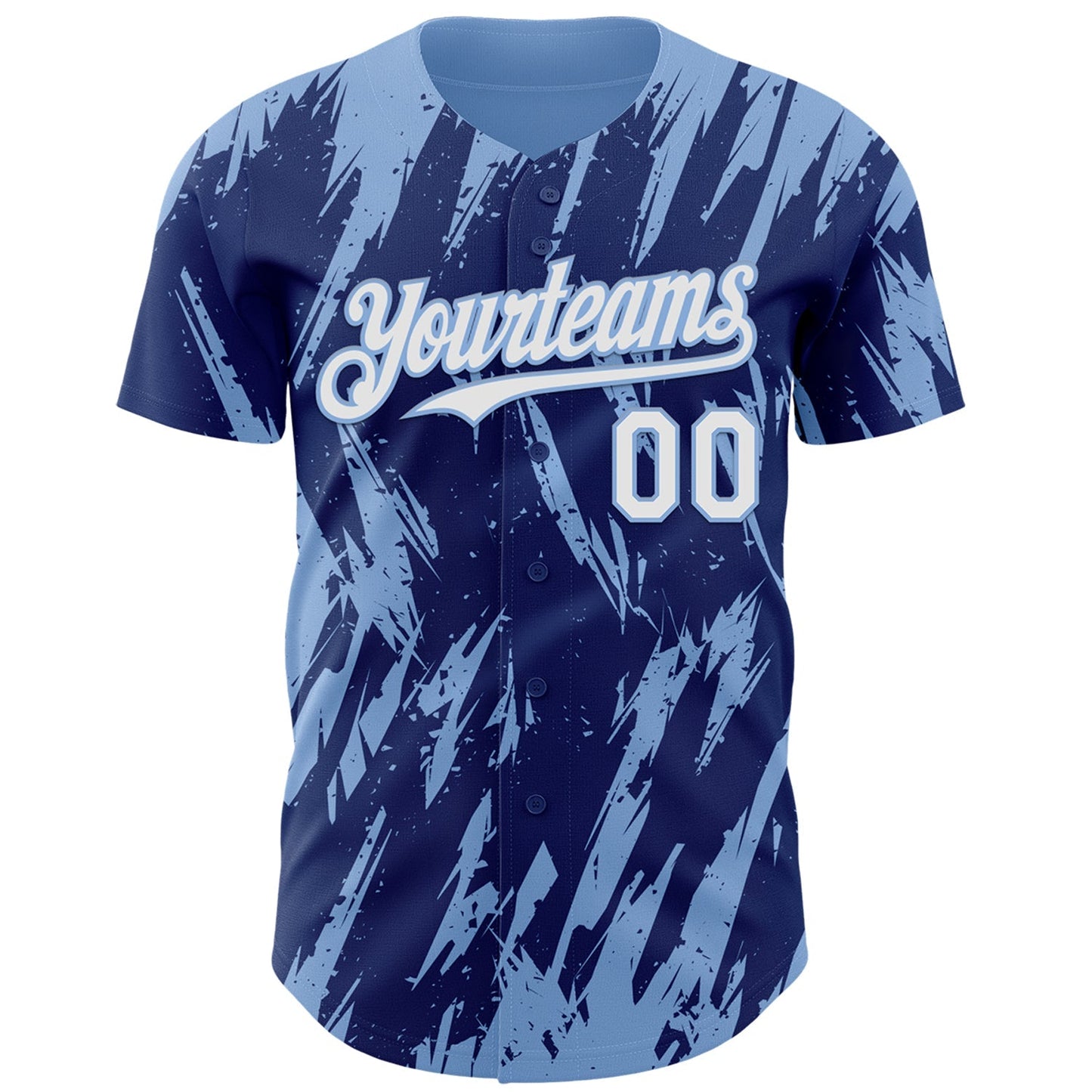 Custom Royal White-Light Blue Splatter Torn Sharp Brush Stroke Authentic Baseball Jersey baseball jersey product view 2