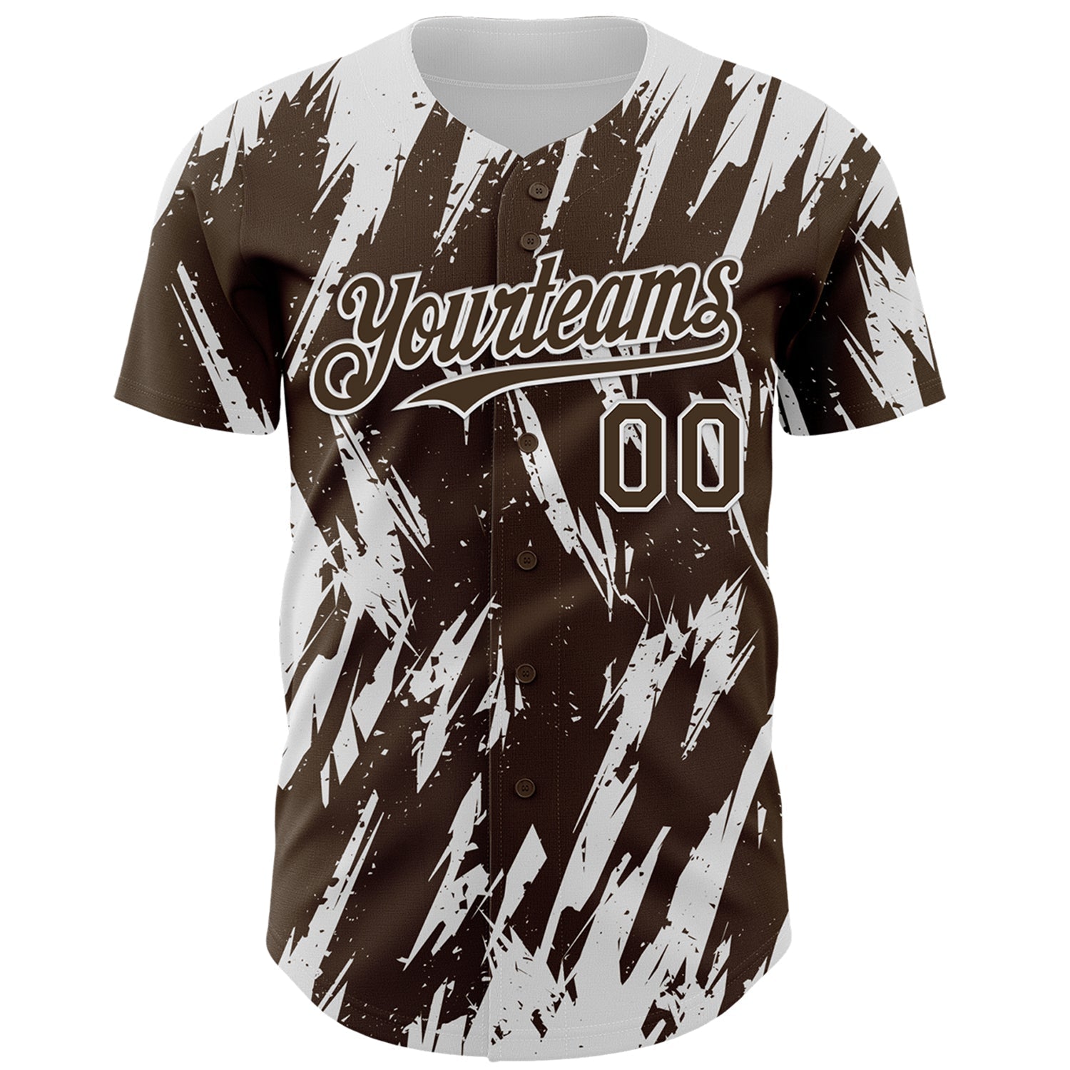Custom Brown White Splatter Torn Sharp Brush Stroke Authentic Baseball Jersey baseball jersey product view 2