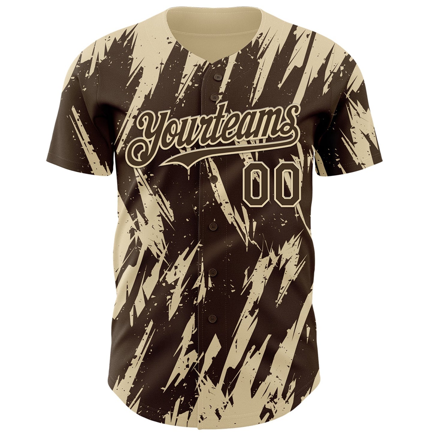 Custom Brown Cream Splatter Torn Sharp Brush Stroke Authentic Baseball Jersey baseball jersey product view 2