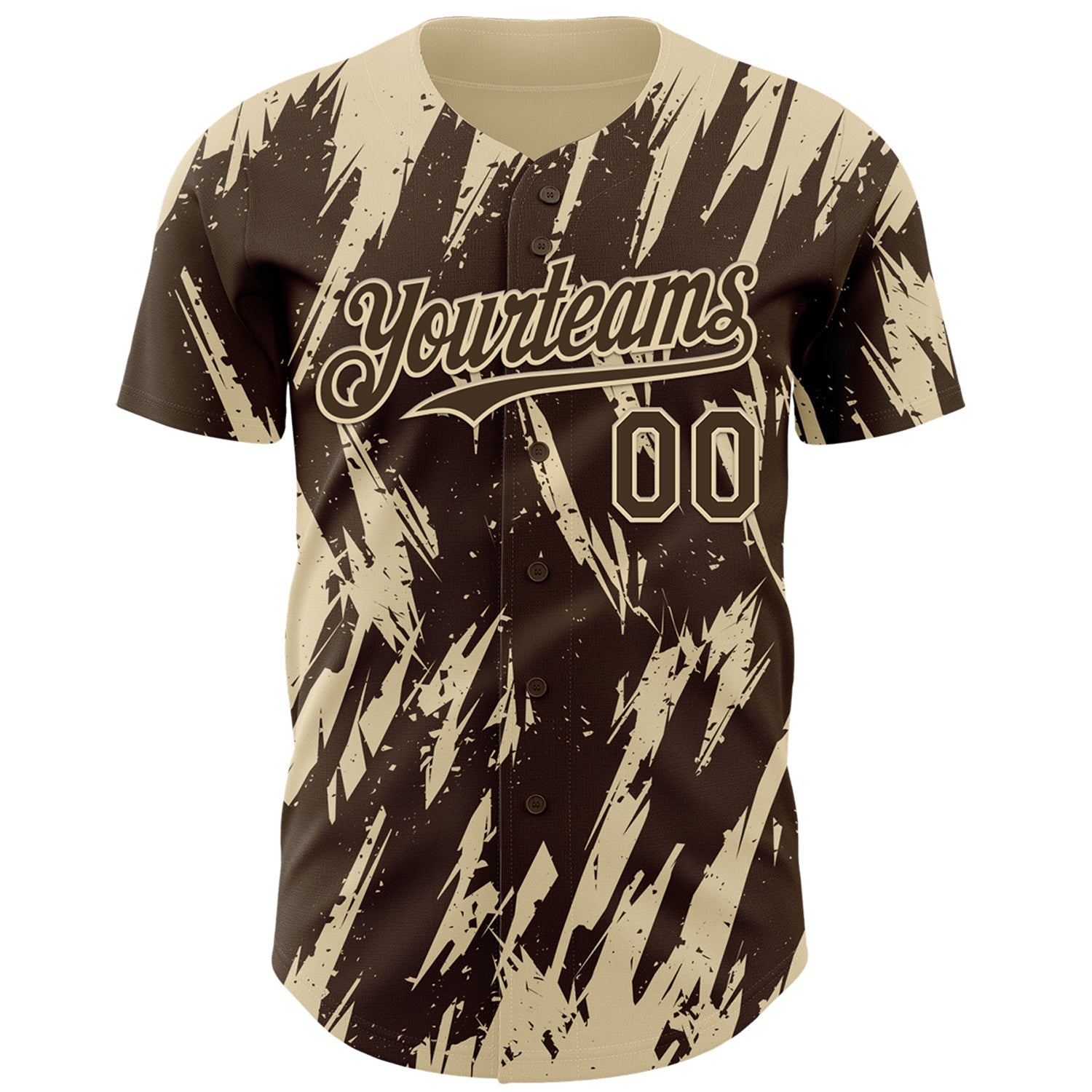Custom Brown Cream Splatter Torn Sharp Brush Stroke Authentic Baseball Jersey baseball jersey product view 2