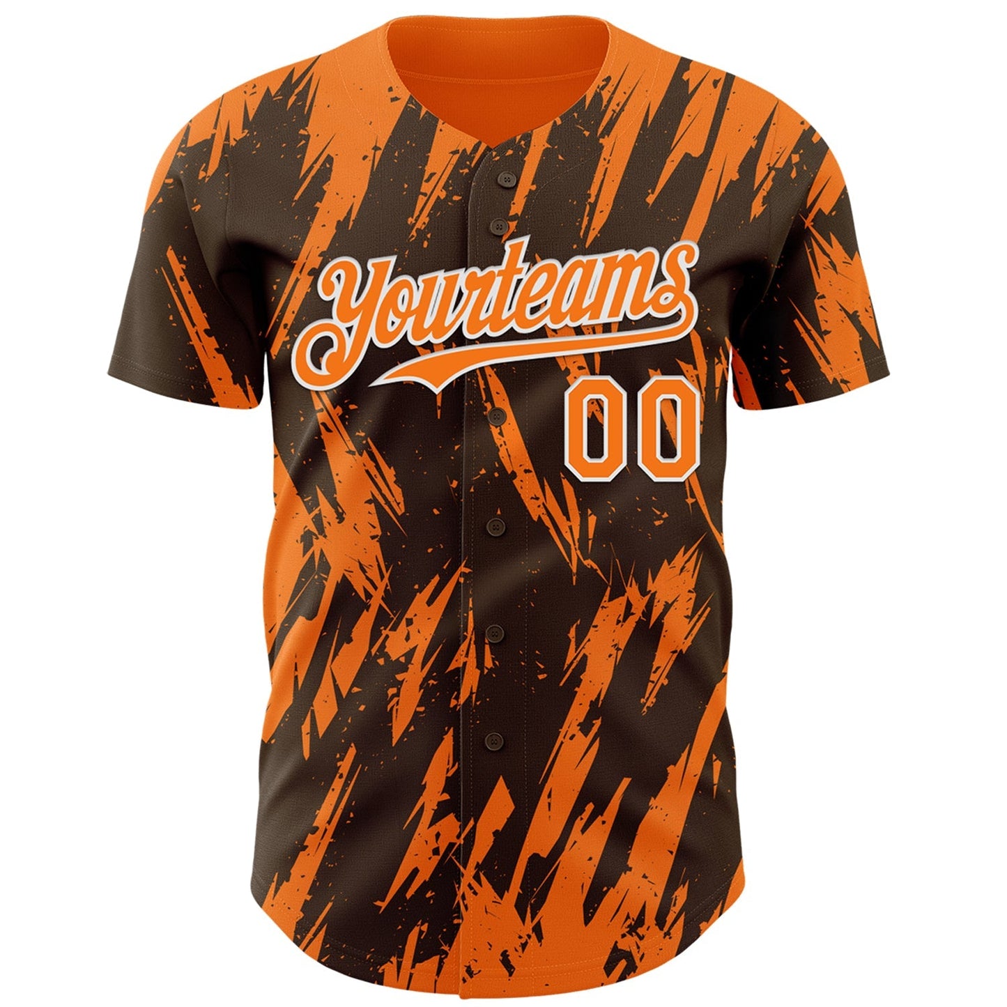 Custom Brown Bay Orange-White Splatter Torn Sharp Brush Stroke Authentic Baseball Jersey baseball jersey product view 2