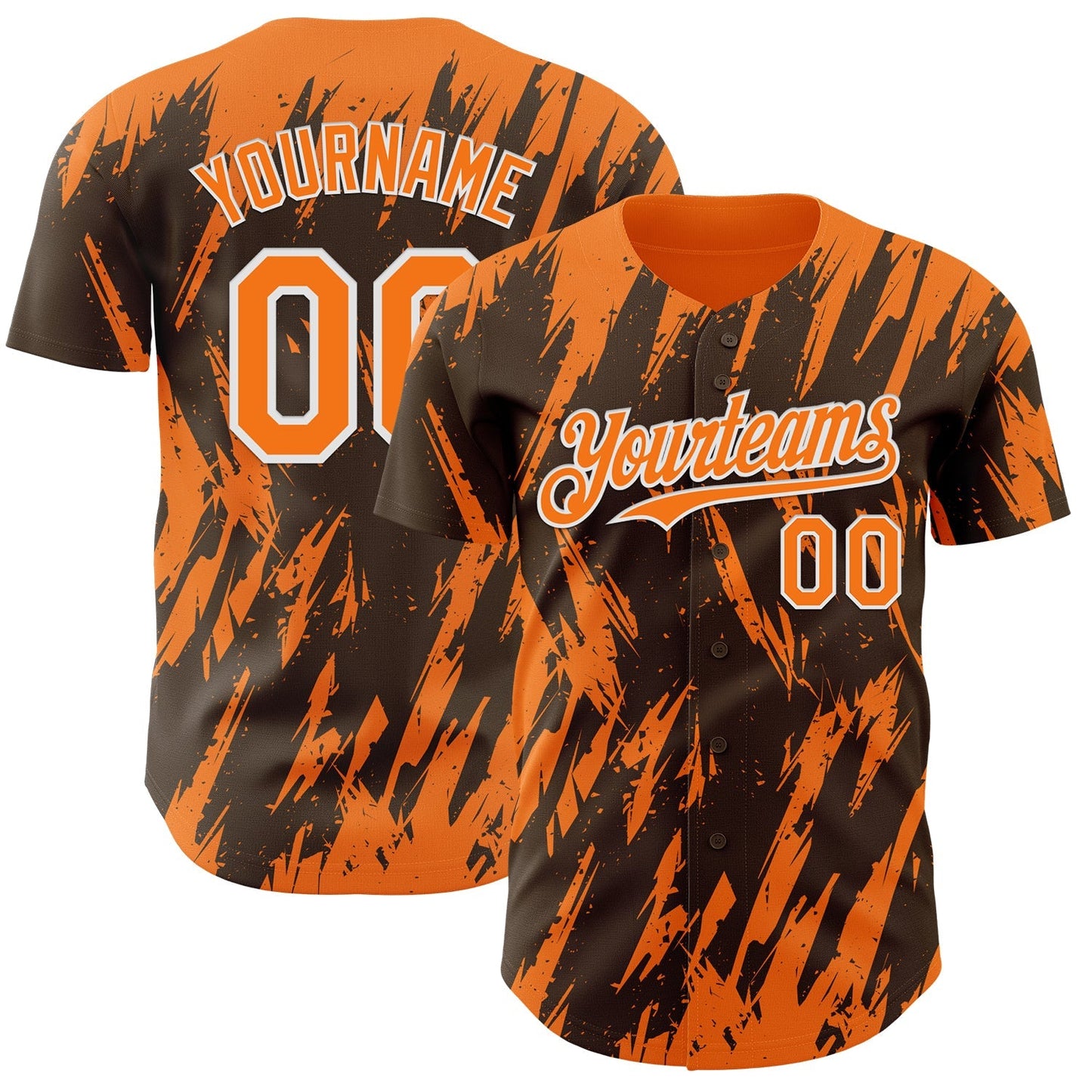 Custom Brown Bay Orange-White Splatter Torn Sharp Brush Stroke Authentic Baseball Jersey baseball jersey product view 1