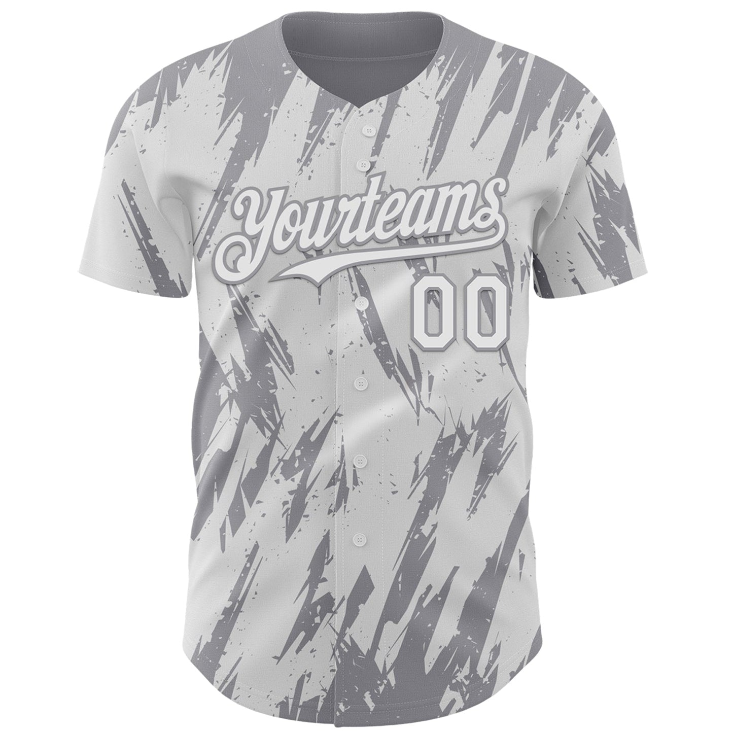 Custom White Gray Splatter Torn Sharp Brush Stroke Authentic Baseball Jersey baseball jersey product view 2