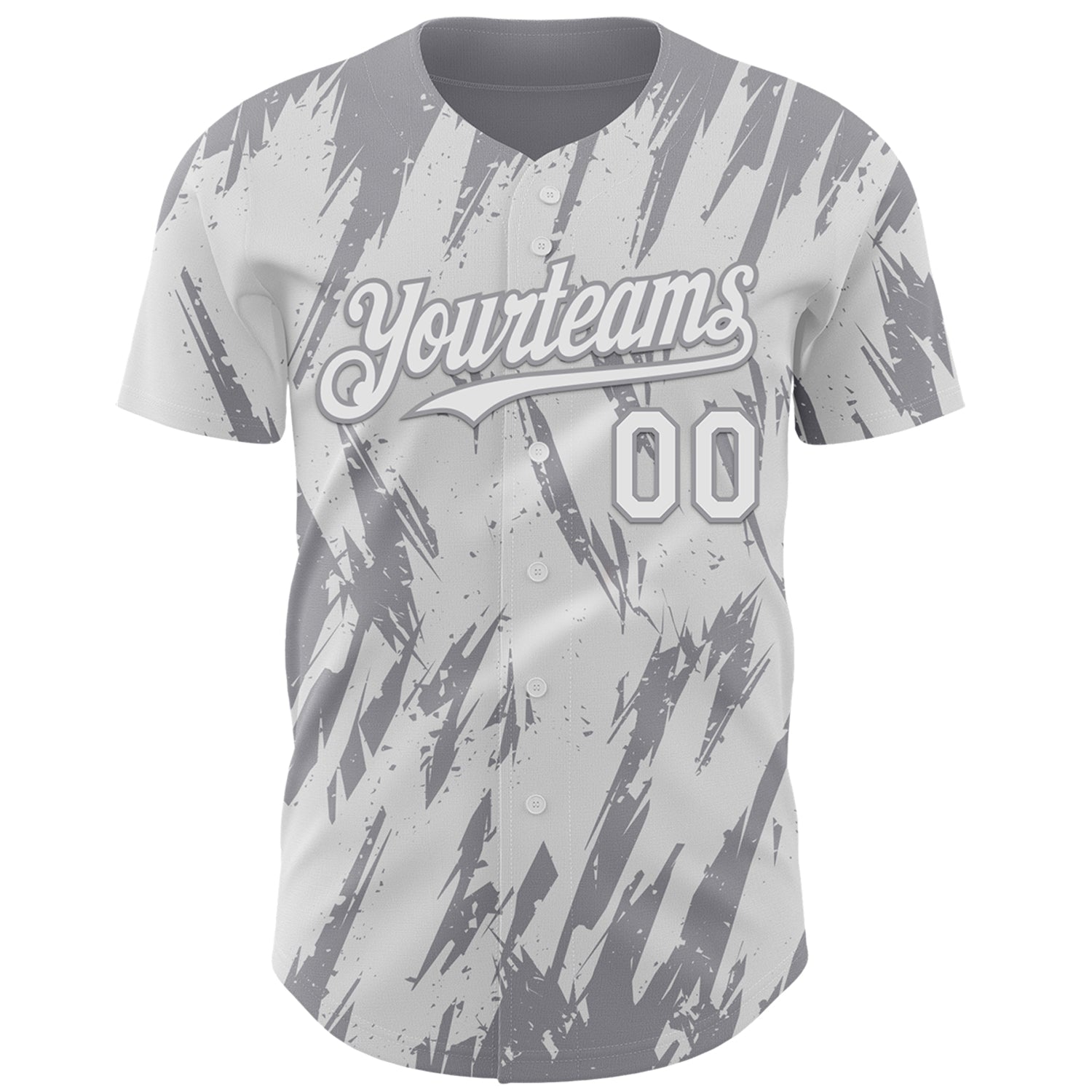 Custom White Gray Splatter Torn Sharp Brush Stroke Authentic Baseball Jersey baseball jersey product view 2