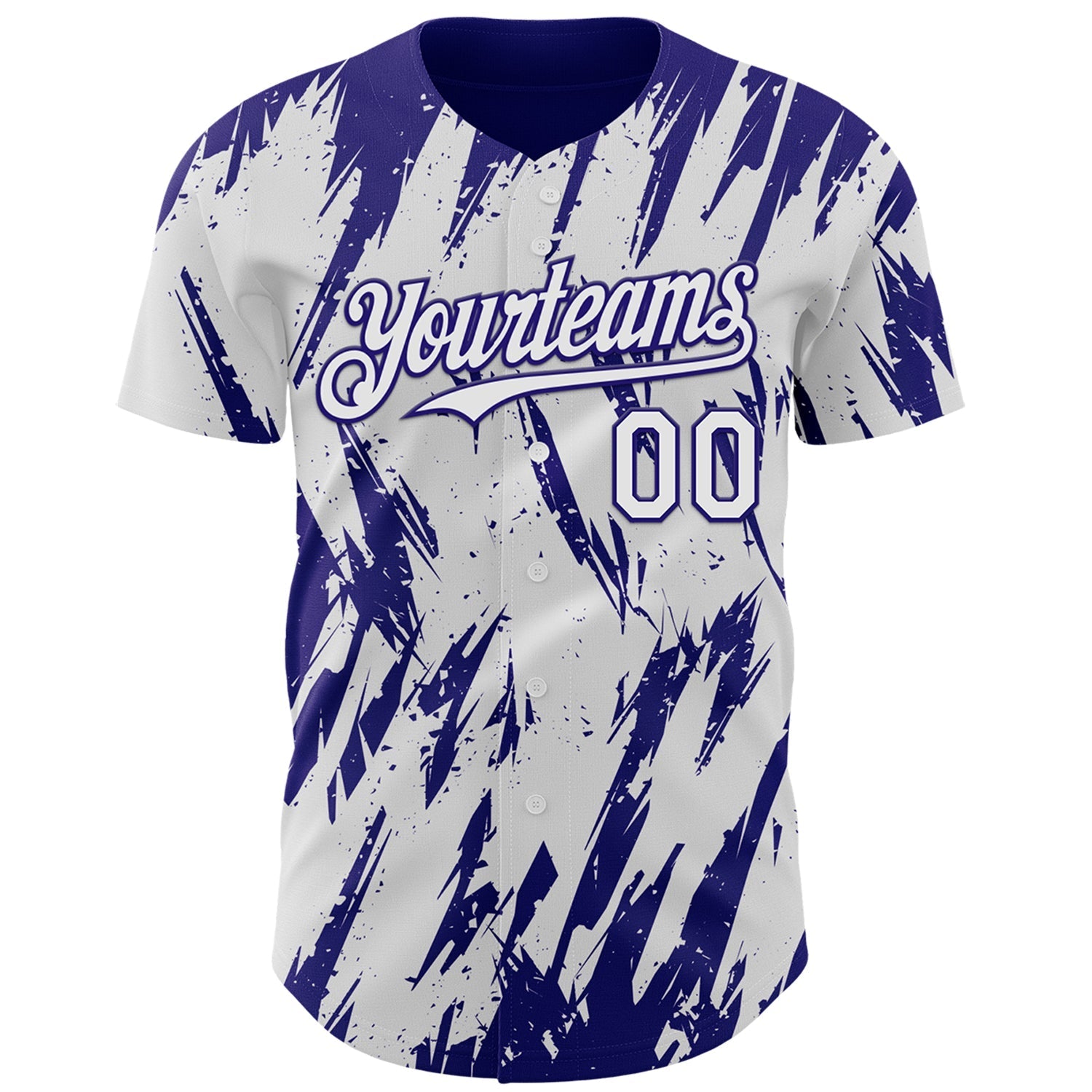 Custom White Dark Purple Splatter Torn Sharp Brush Stroke Authentic Baseball Jersey baseball jersey product view 2