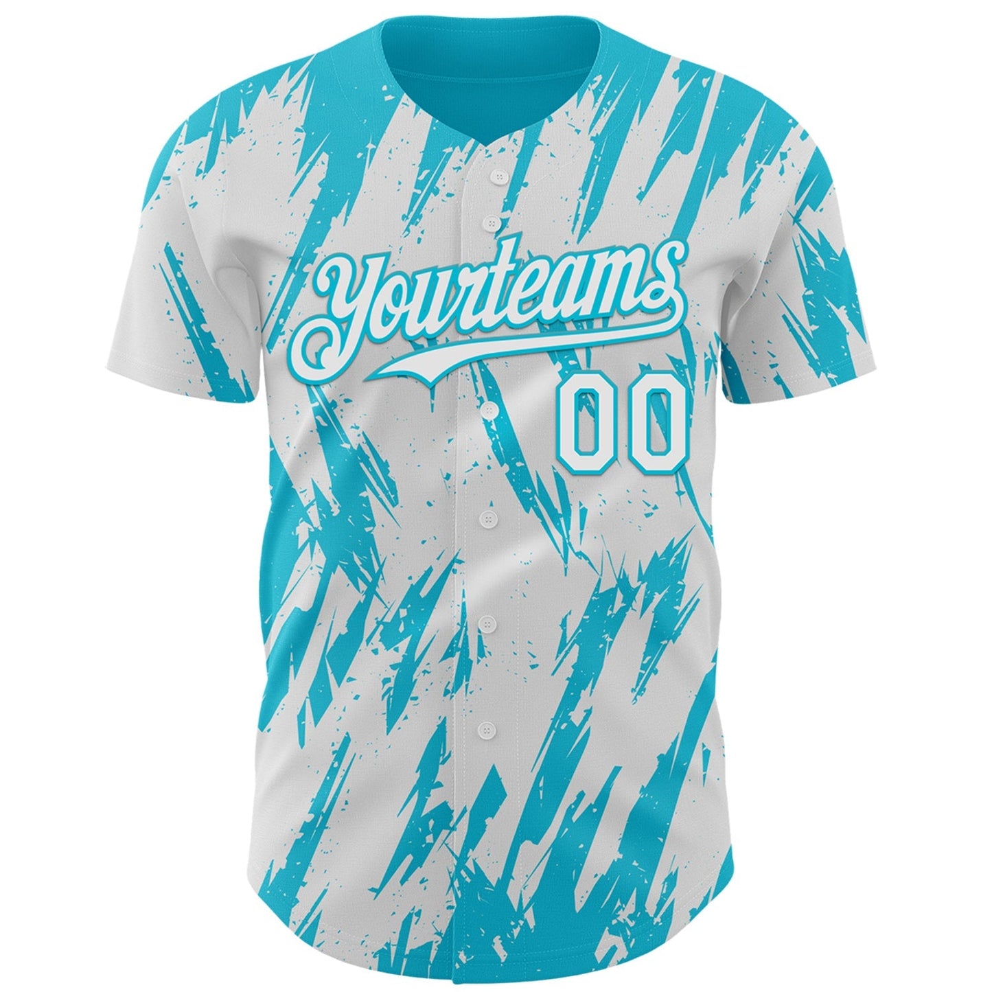 Custom White Lakes Blue Splatter Torn Sharp Brush Stroke Authentic Baseball Jersey baseball jersey product view 2