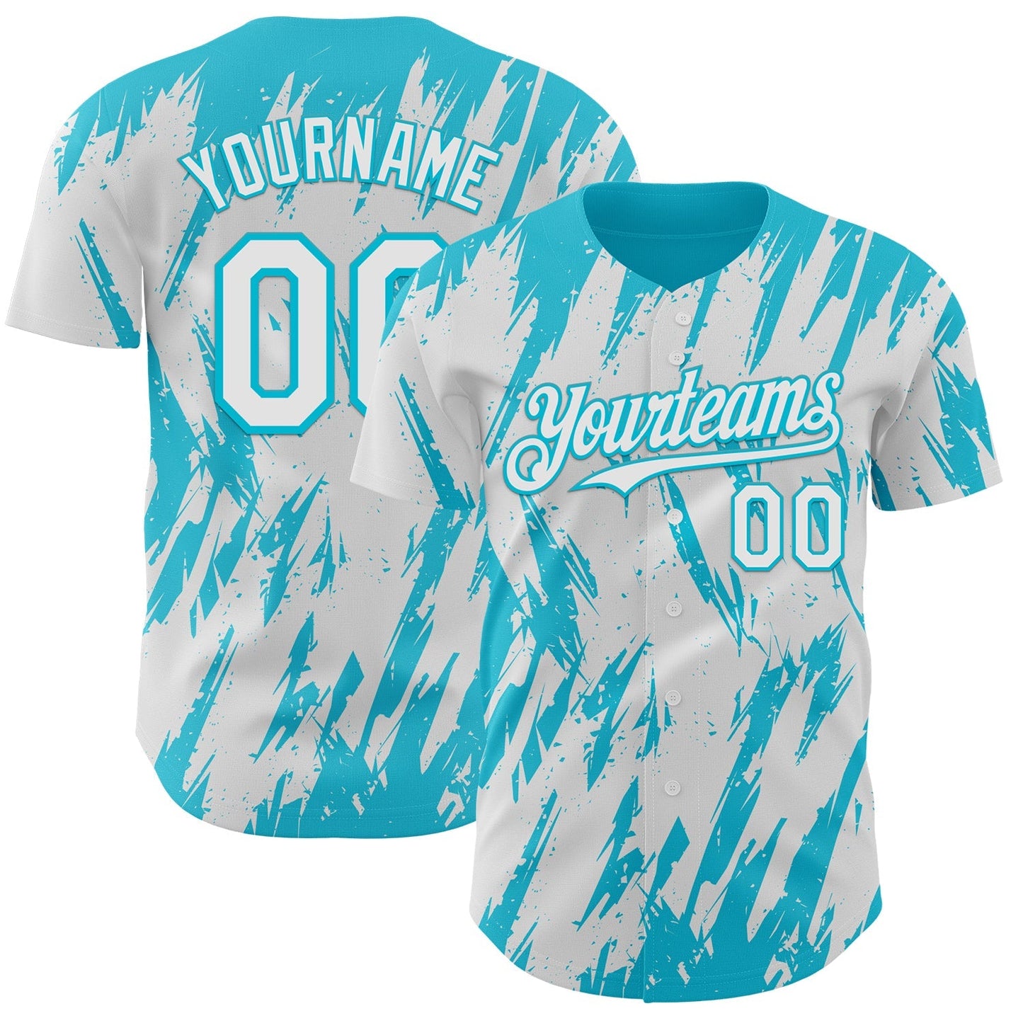 Custom White Lakes Blue Splatter Torn Sharp Brush Stroke Authentic Baseball Jersey baseball jersey product view 1