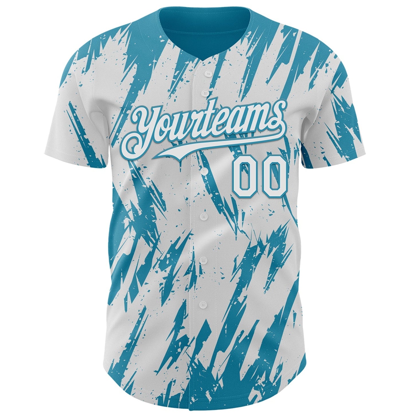 Custom White Panther Blue Splatter Torn Sharp Brush Stroke Authentic Baseball Jersey baseball jersey product view 2