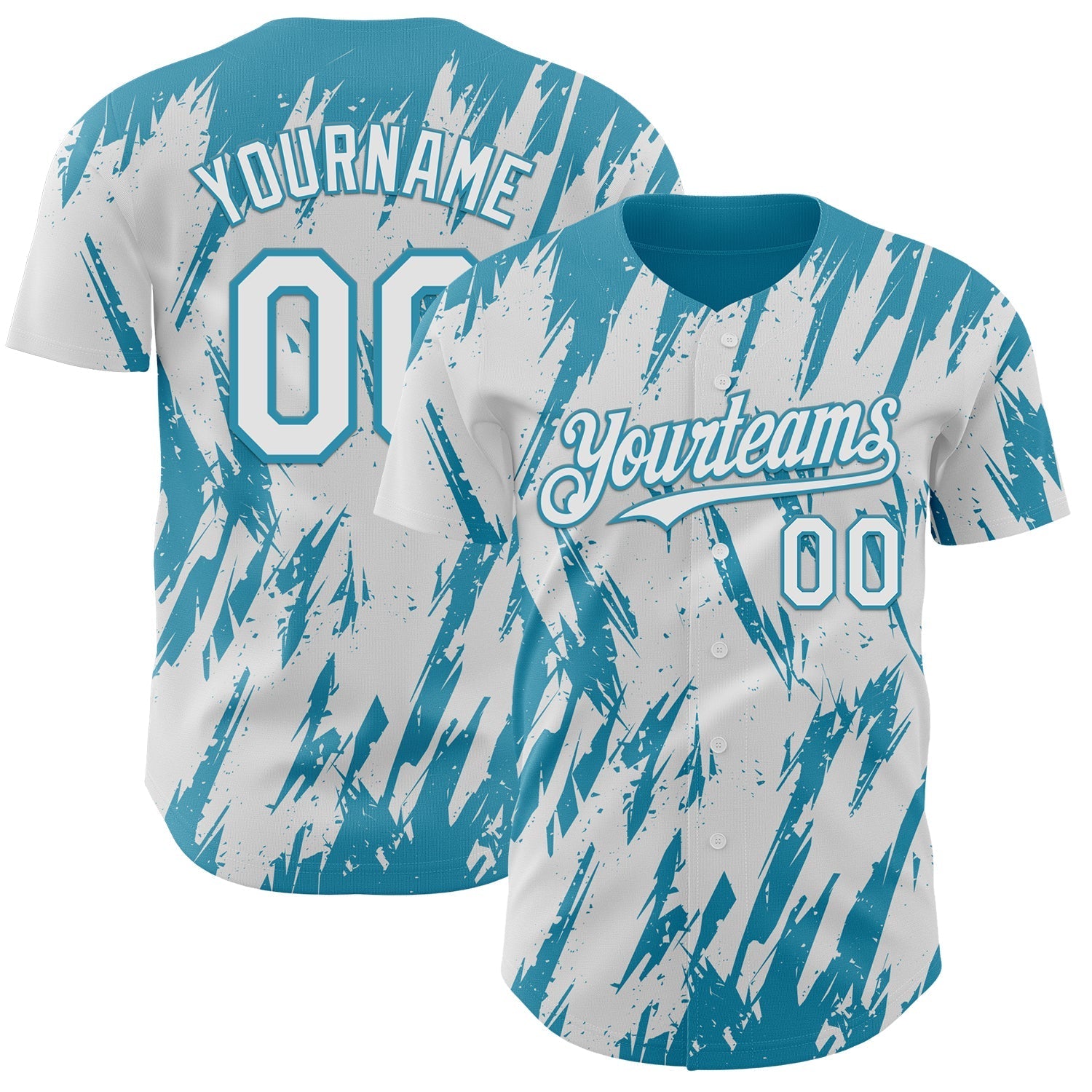 Custom White Panther Blue Splatter Torn Sharp Brush Stroke Authentic Baseball Jersey baseball jersey product view 1