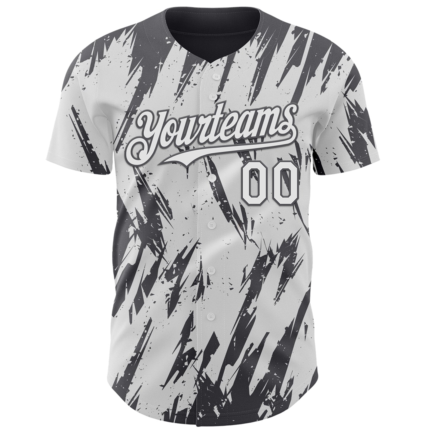 Custom White Steel Gray Splatter Torn Sharp Brush Stroke Authentic Baseball Jersey baseball jersey product view 2