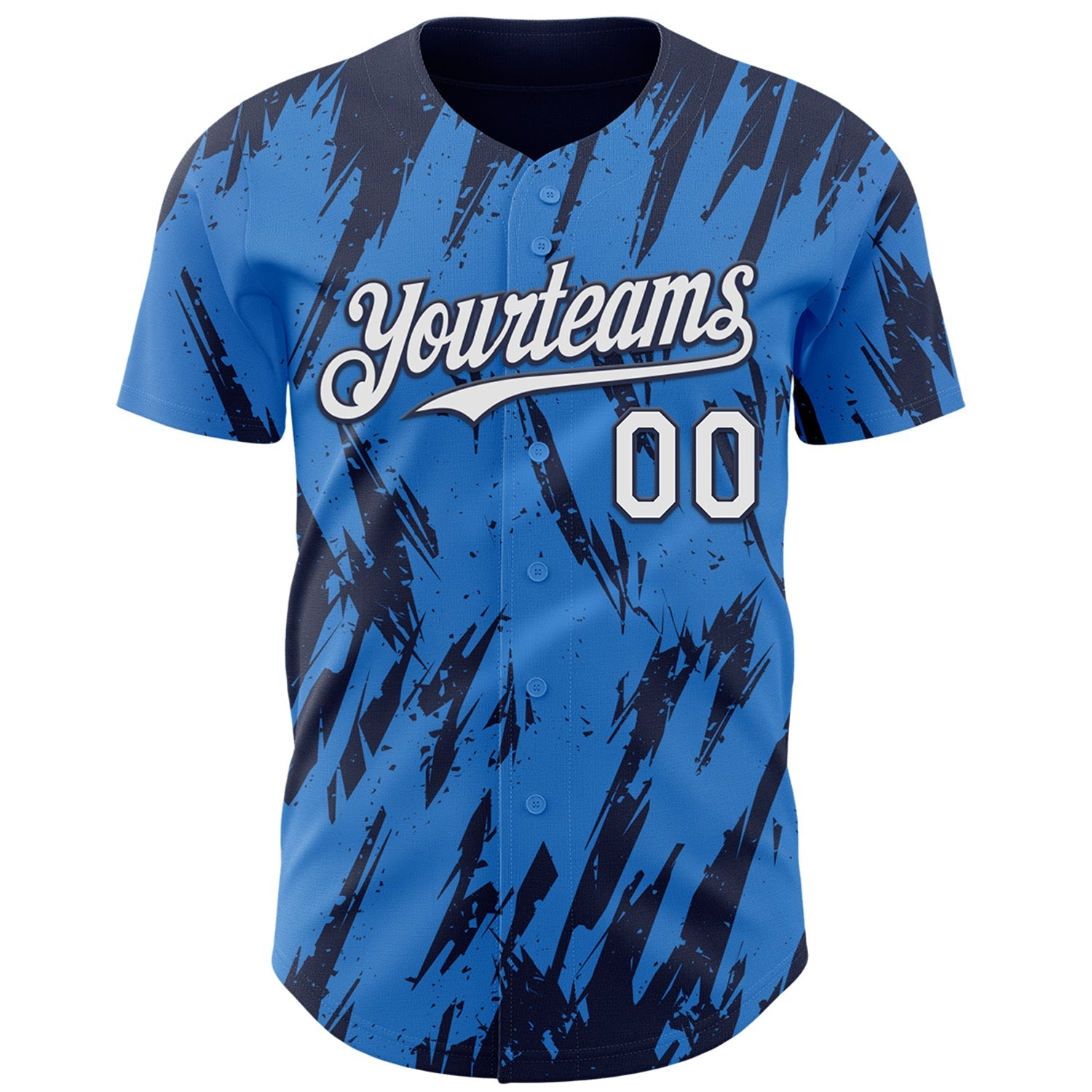 Custom Powder Blue White-Navy Splatter Torn Sharp Brush Stroke Authentic Baseball Jersey baseball jersey product view 2