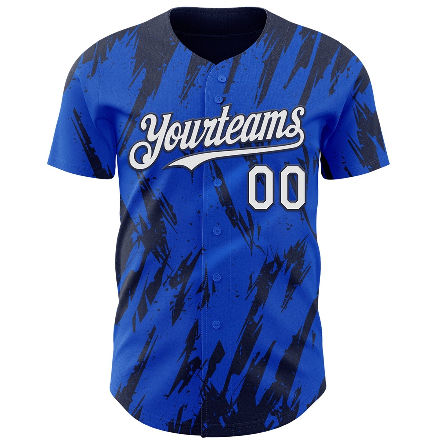 Custom Thunder Blue White-Navy Splatter Torn Sharp Brush Stroke Authentic Baseball Jersey baseball jersey product view 2
