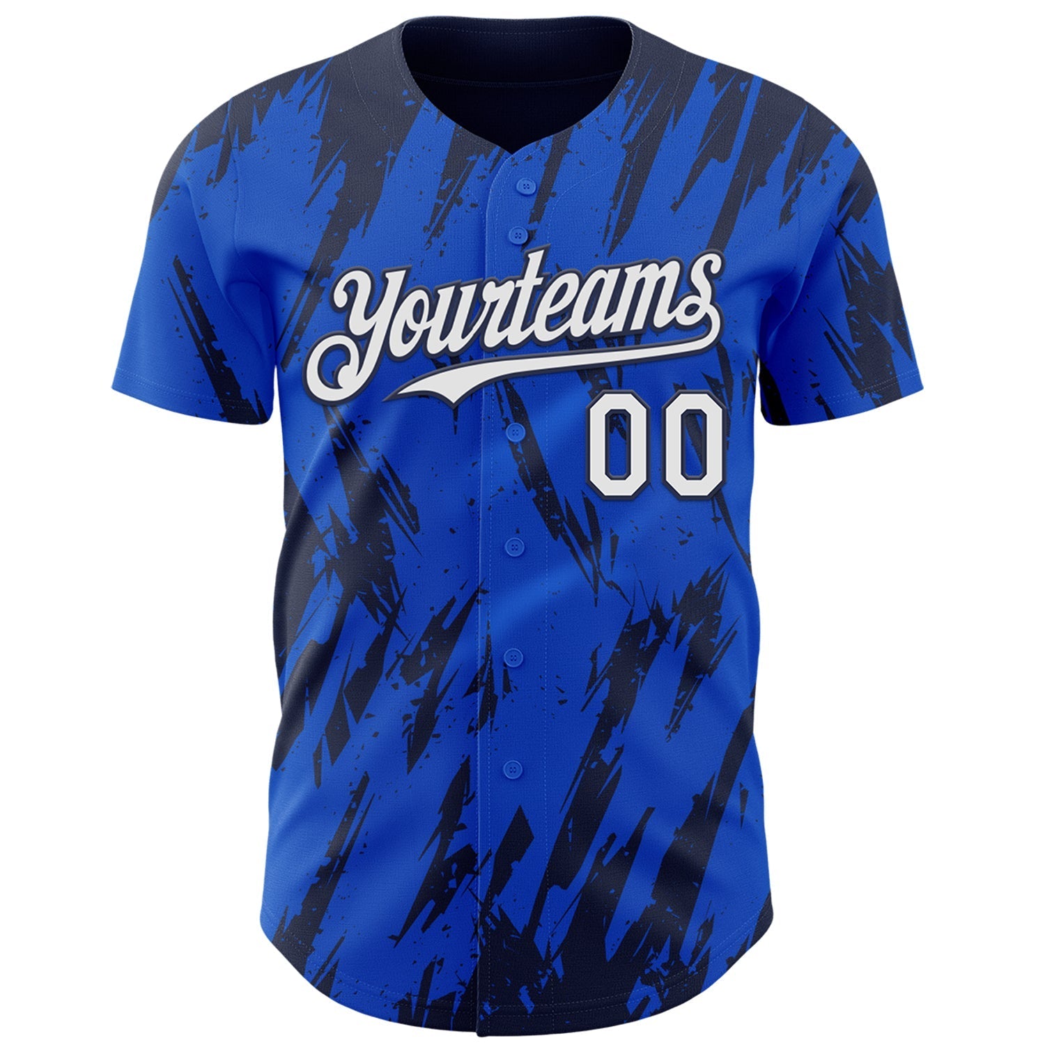 Custom Thunder Blue White-Navy Splatter Torn Sharp Brush Stroke Authentic Baseball Jersey baseball jersey product view 2