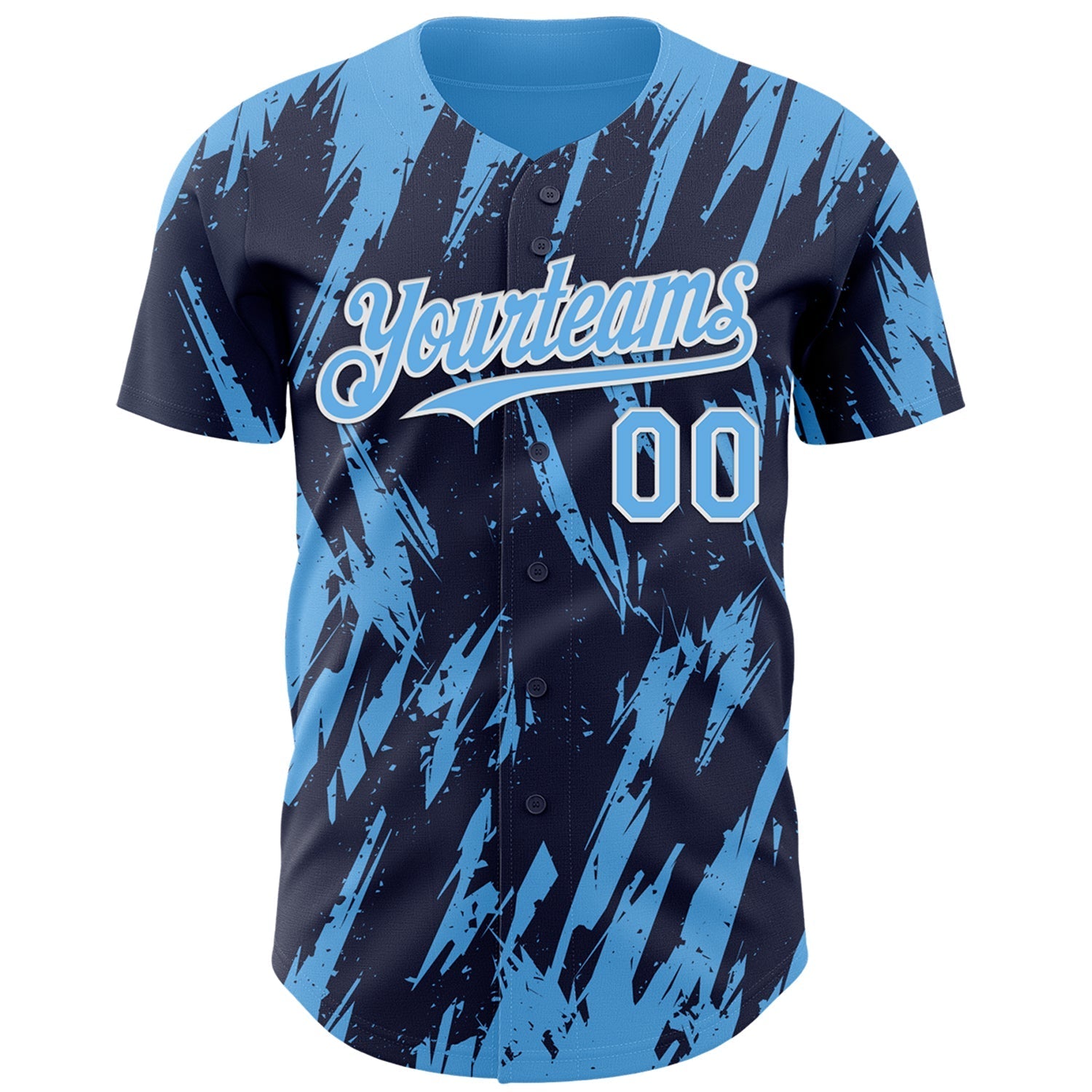 Custom Navy Sky Blue-White Splatter Torn Sharp Brush Stroke Authentic Baseball Jersey baseball jersey product view 2