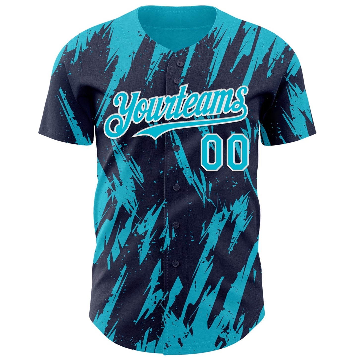 Custom Navy Lakes Blue-White Splatter Torn Sharp Brush Stroke Authentic Baseball Jersey baseball jersey product view 2