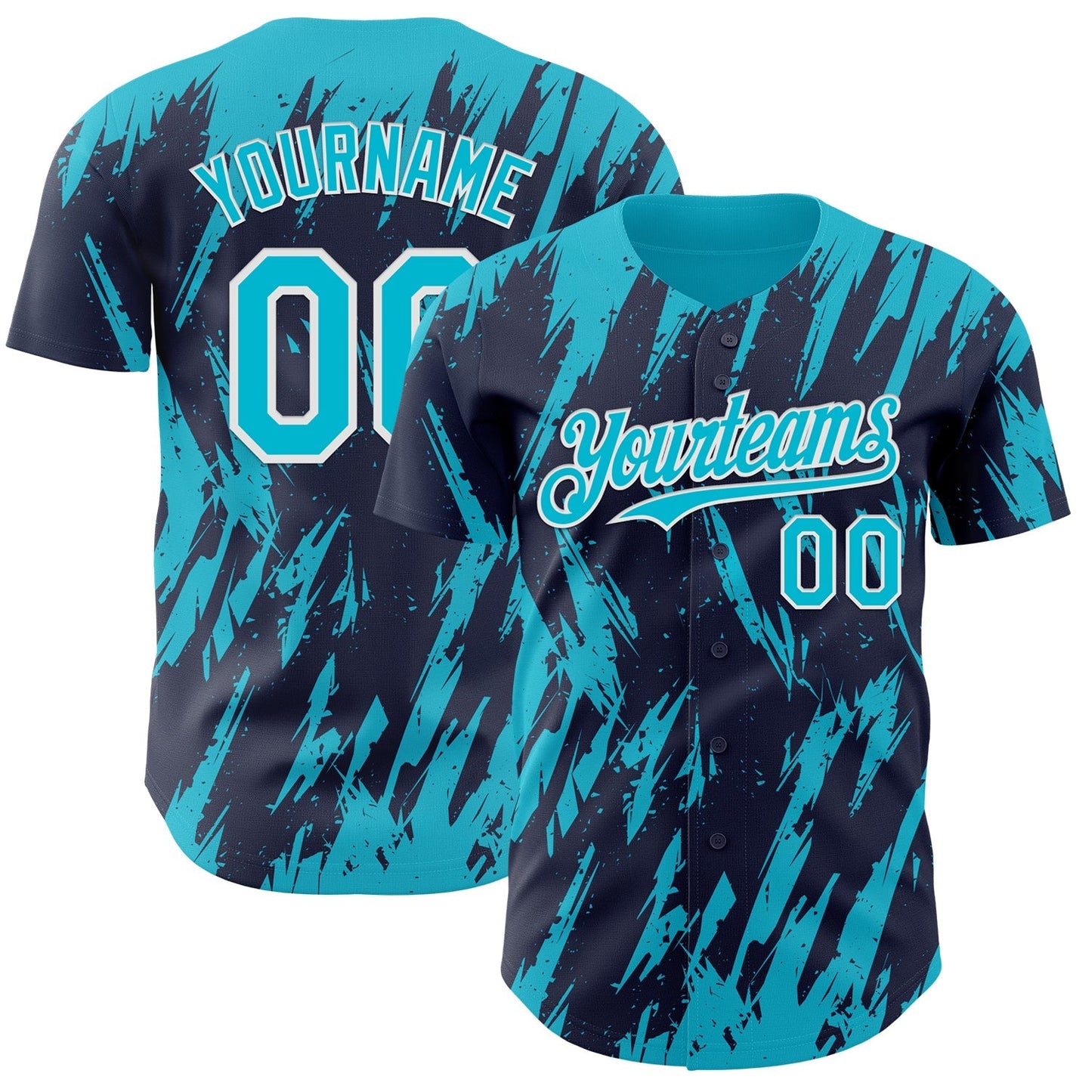 Custom Navy Lakes Blue-White Splatter Torn Sharp Brush Stroke Authentic Baseball Jersey baseball jersey product view 1