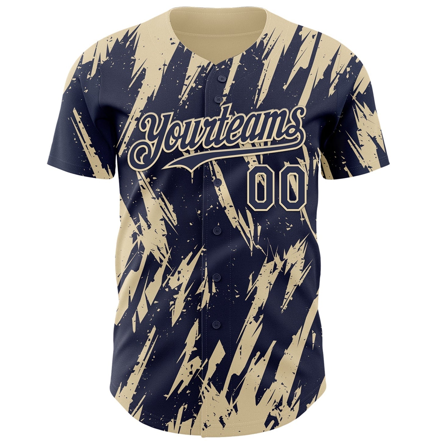 Custom Navy Cream Splatter Torn Sharp Brush Stroke Authentic Baseball Jersey baseball jersey product view 2