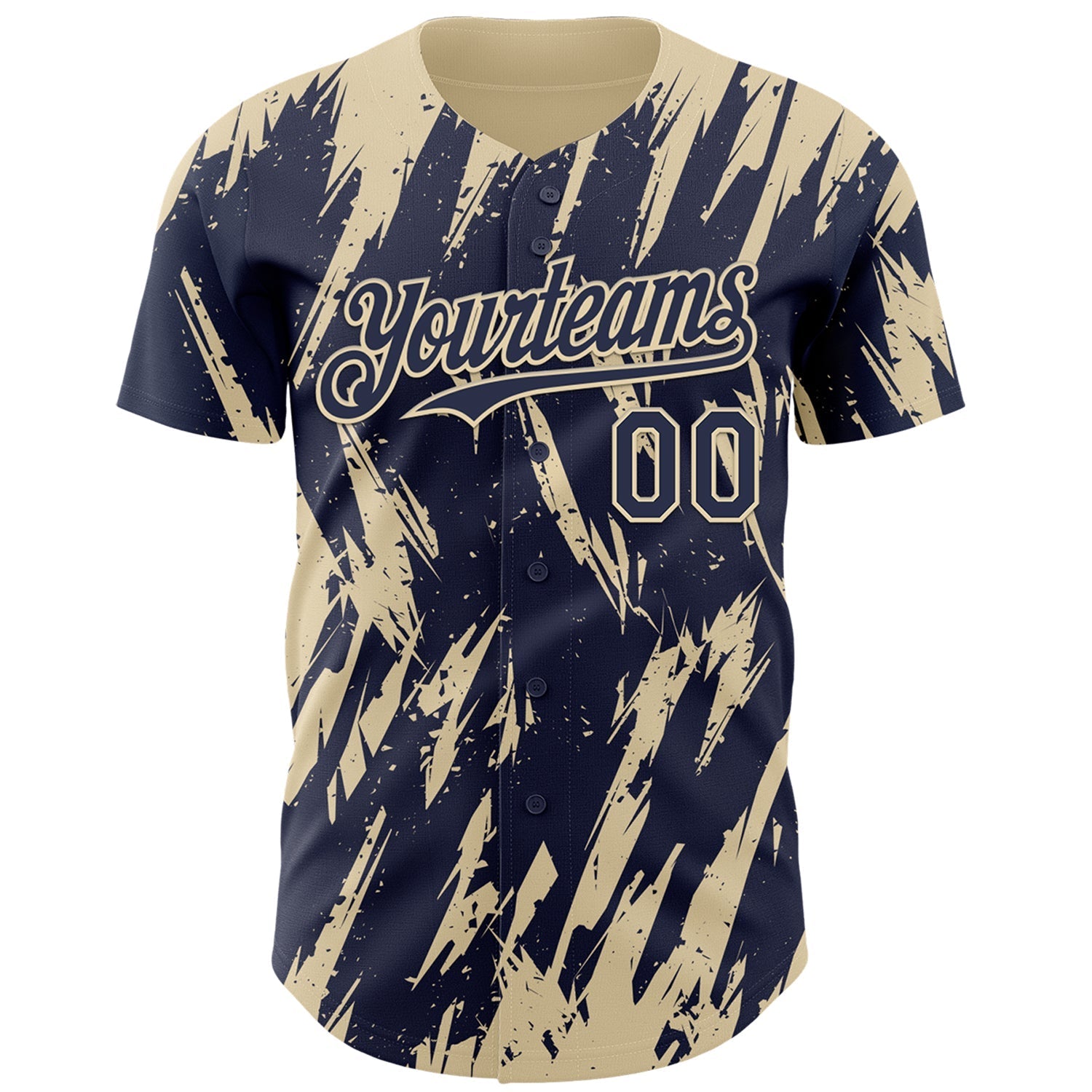 Custom Navy Cream Splatter Torn Sharp Brush Stroke Authentic Baseball Jersey baseball jersey product view 2