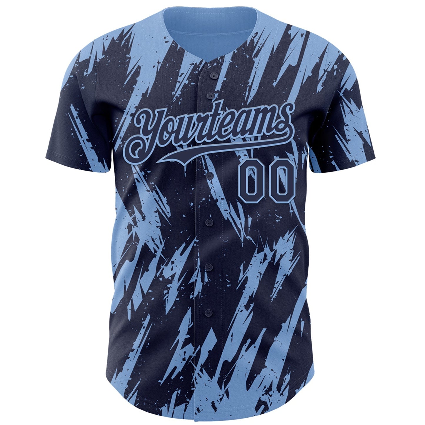 Custom Navy Light Blue Splatter Torn Sharp Brush Stroke Authentic Baseball Jersey baseball jersey product view 2