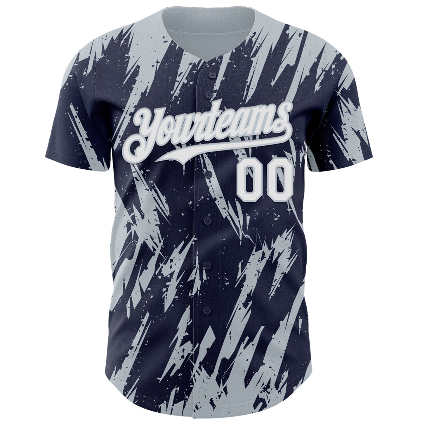 Custom Navy White-Silver Splatter Torn Sharp Brush Stroke Authentic Baseball Jersey baseball jersey product view 2