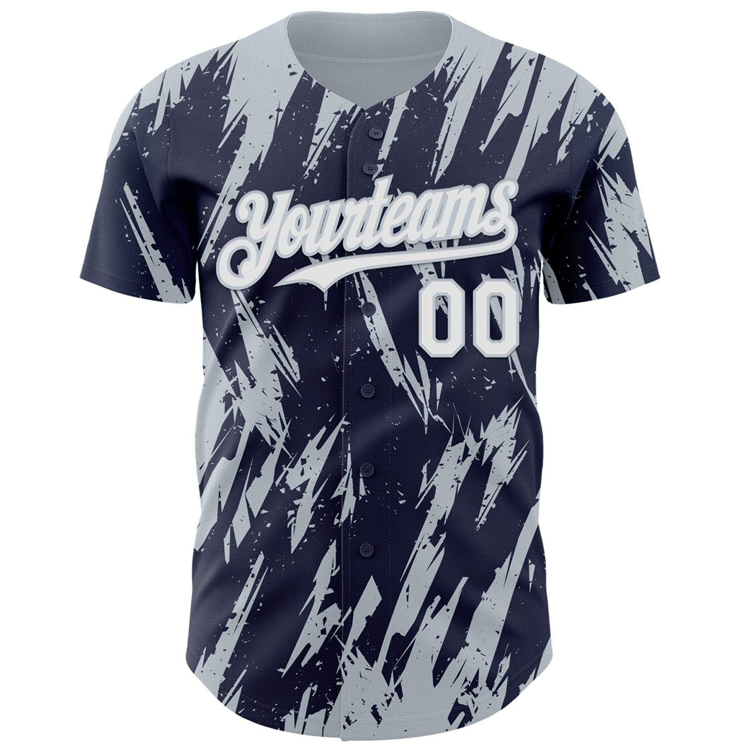 Custom Navy White-Silver Splatter Torn Sharp Brush Stroke Authentic Baseball Jersey baseball jersey product view 2