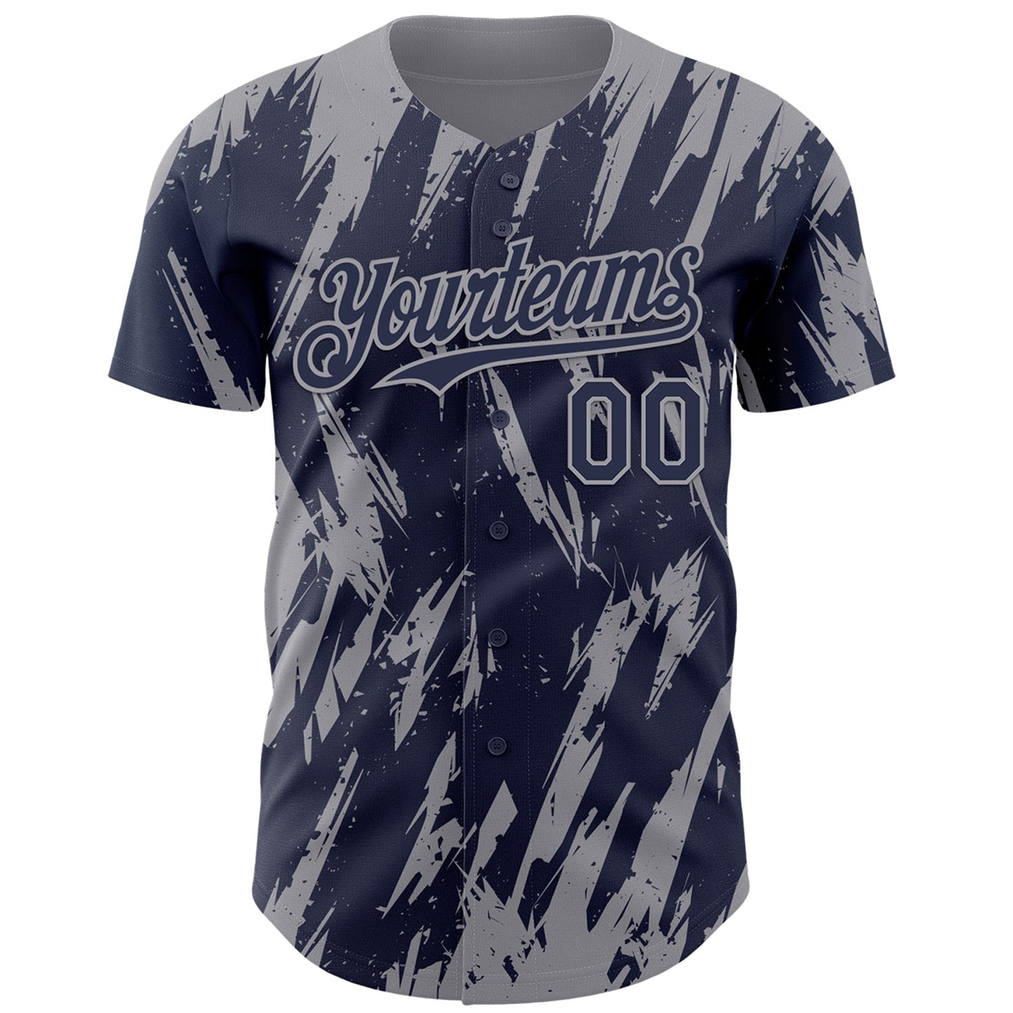 Custom Navy Gray Splatter Torn Sharp Brush Stroke Authentic Baseball Jersey baseball jersey product view 2