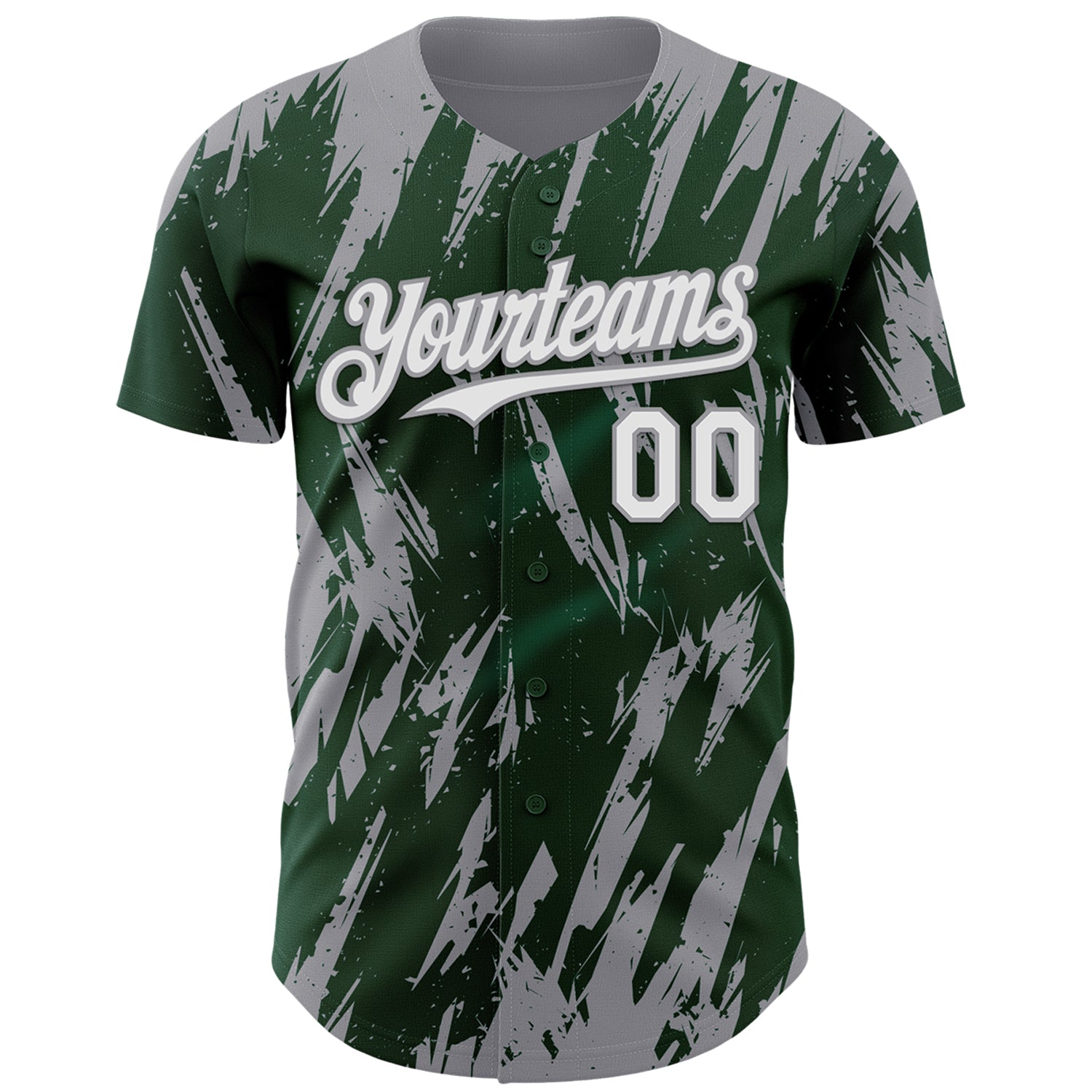 Custom Green White-Gray Splatter Torn Sharp Brush Stroke Authentic Baseball Jersey baseball jersey product view 2