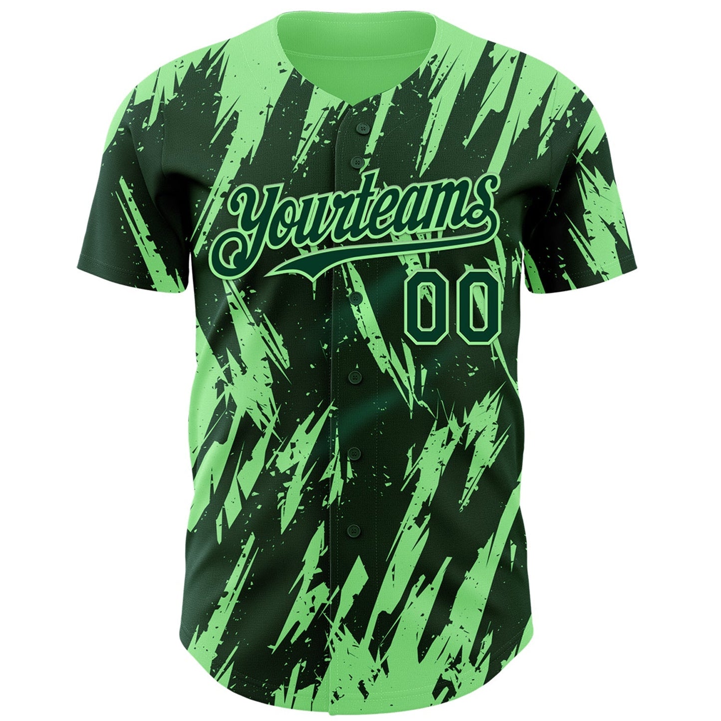 Custom Green Pea Green Splatter Torn Sharp Brush Stroke Authentic Baseball Jersey baseball jersey product view 2