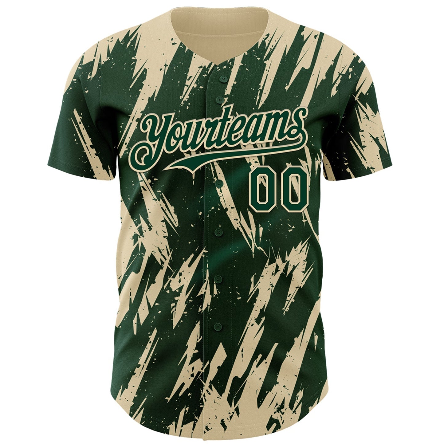 Custom Green Cream Splatter Torn Sharp Brush Stroke Authentic Baseball Jersey baseball jersey product view 2