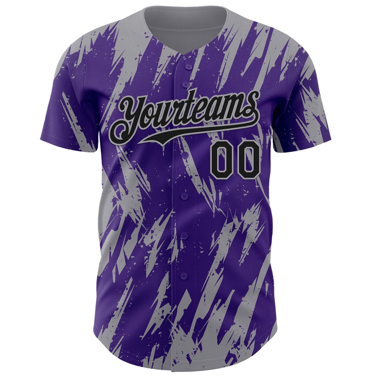 Custom Purple Gray Splatter Torn Sharp Brush Stroke Authentic Baseball Jersey baseball jersey product view 2