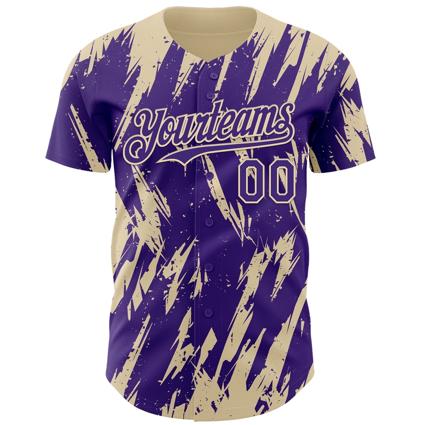 Custom Purple Cream Splatter Torn Sharp Brush Stroke Authentic Baseball Jersey baseball jersey product view 2