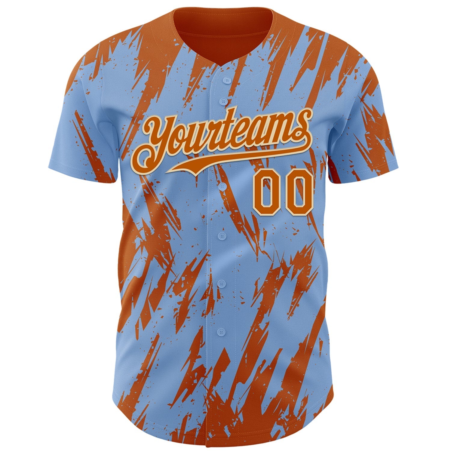 Custom Light Blue Bay Orange-Cream Splatter Torn Sharp Brush Stroke Authentic Baseball Jersey baseball jersey product view 2