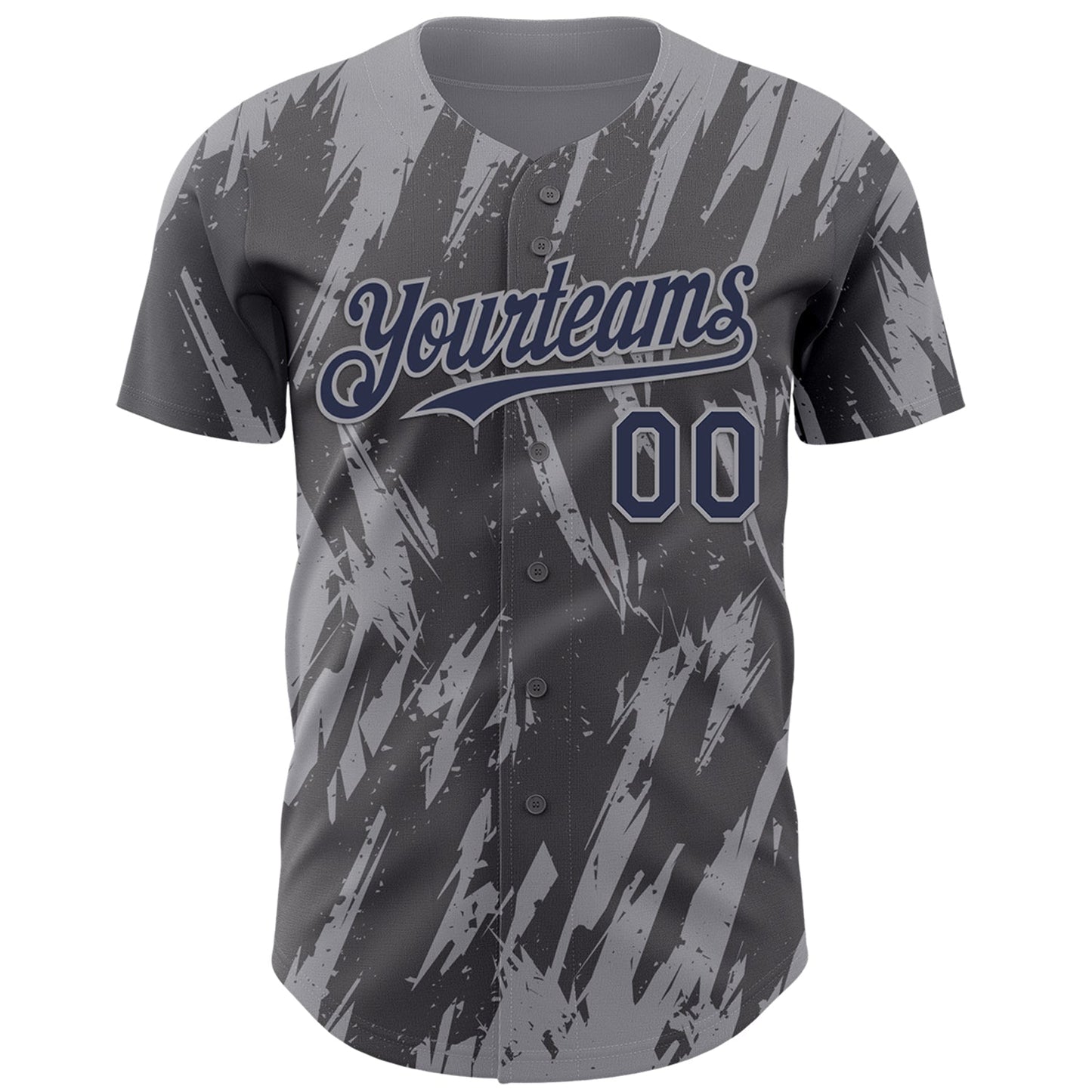 Custom Steel Gray Navy-Gray Splatter Torn Sharp Brush Stroke Authentic Baseball Jersey baseball jersey product view 2