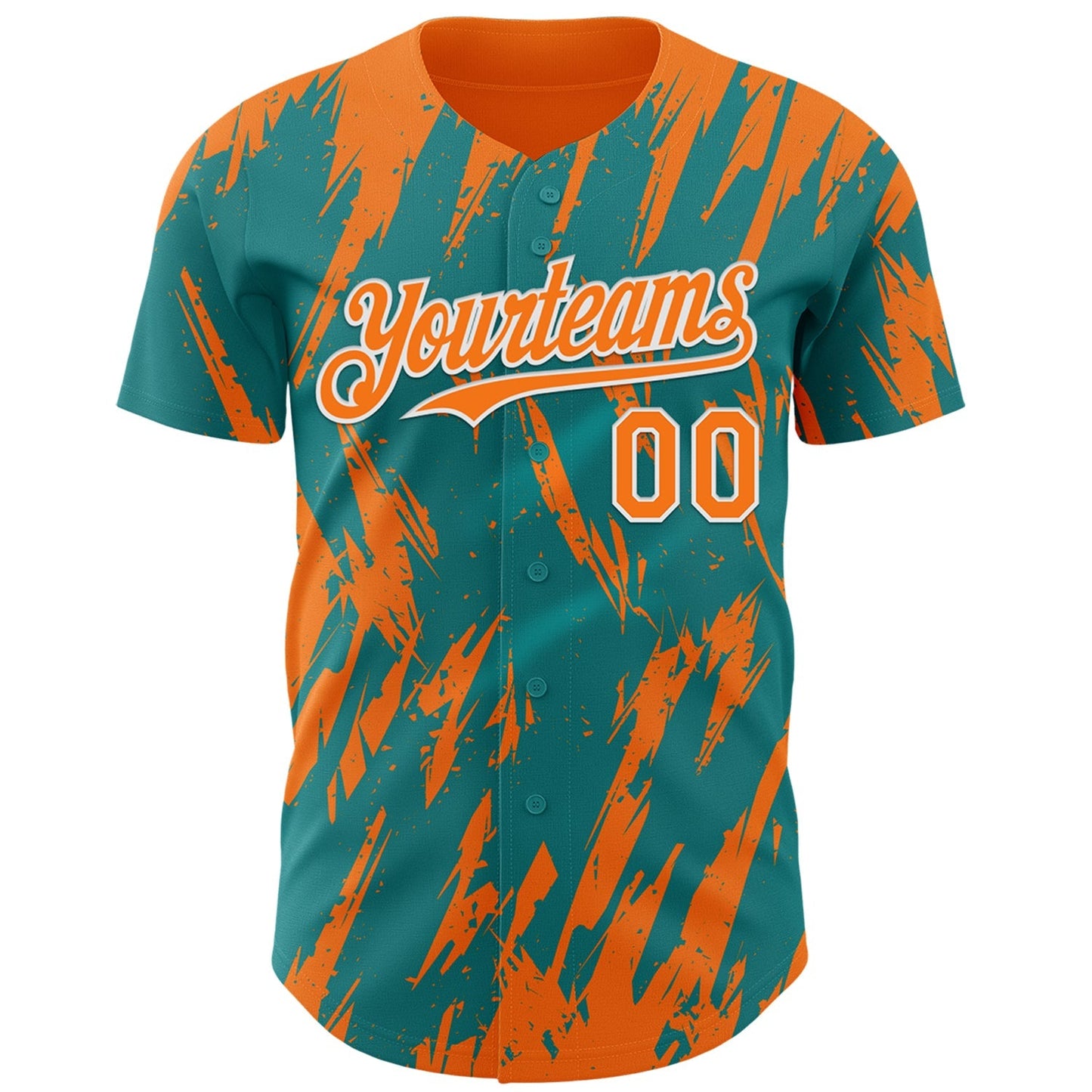 Custom Teal Bay Orange-White Splatter Torn Sharp Brush Stroke Authentic Baseball Jersey baseball jersey product view 2